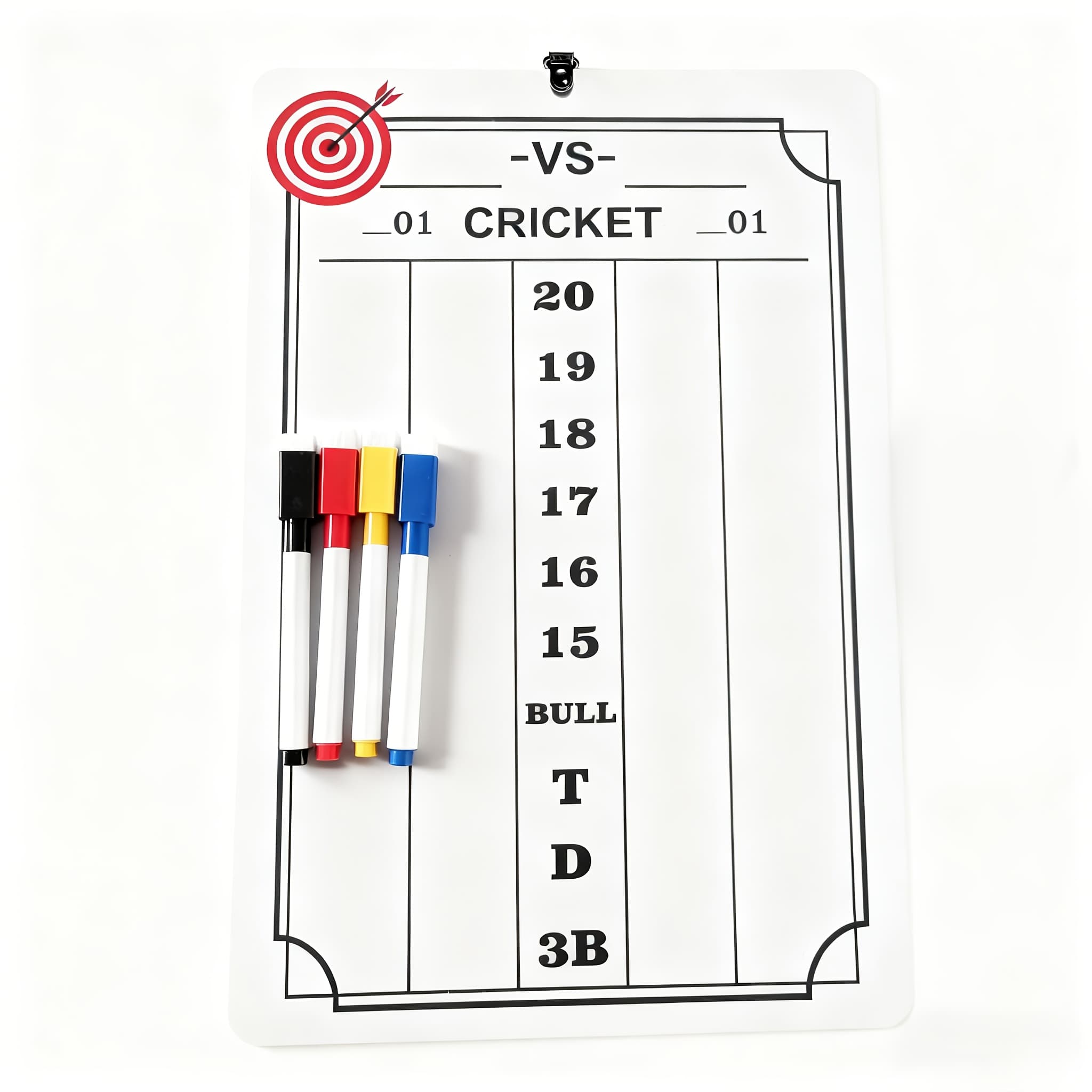 TEMU Dartboard Scoreboard, Suitable For Cricket And Dart Games, Includes 4 Washable Markers For Easy Erasing And