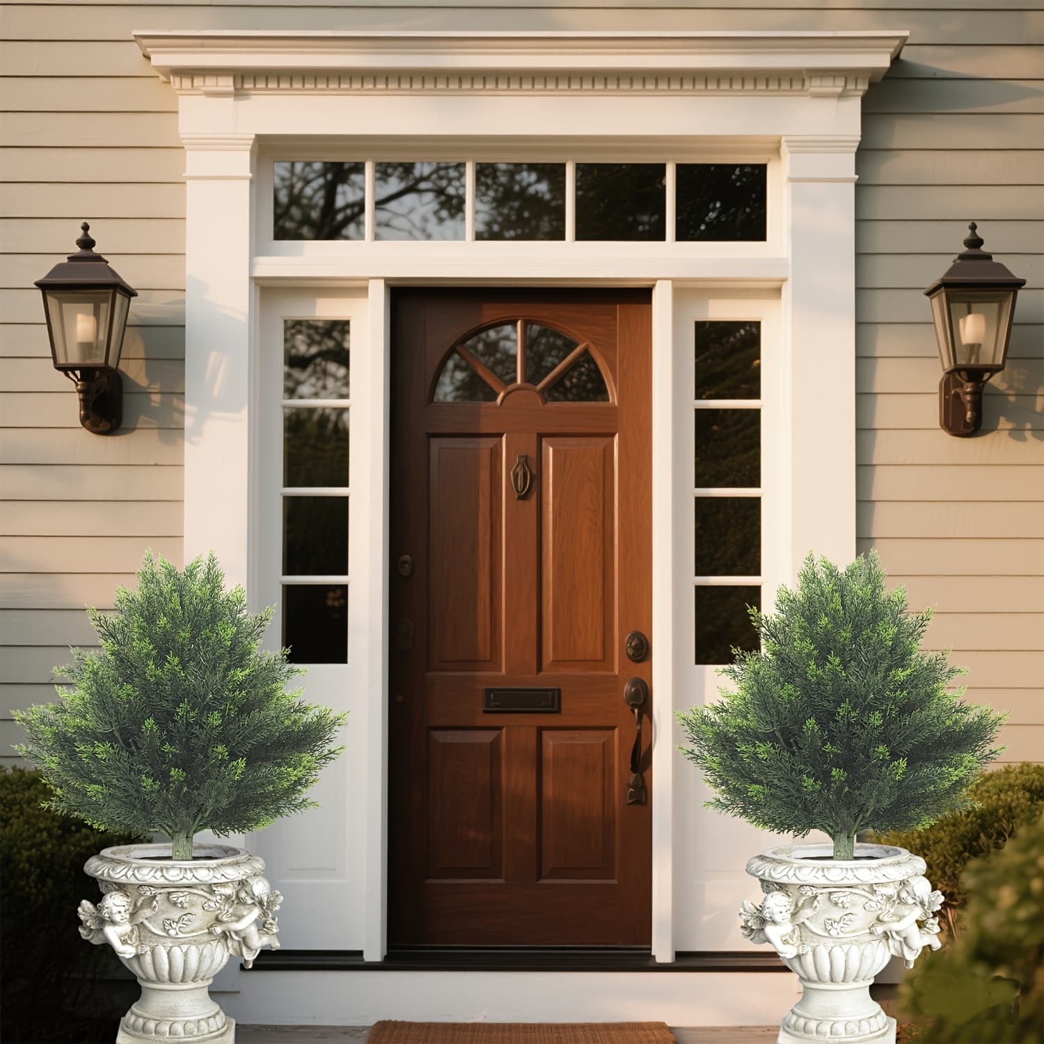 TEMU 2.65ft Height Set Of 2 Artificial Topiary Into Lifelike Uv-resistant Great For Indoors Outdoor - Fade-proof (2pcs)