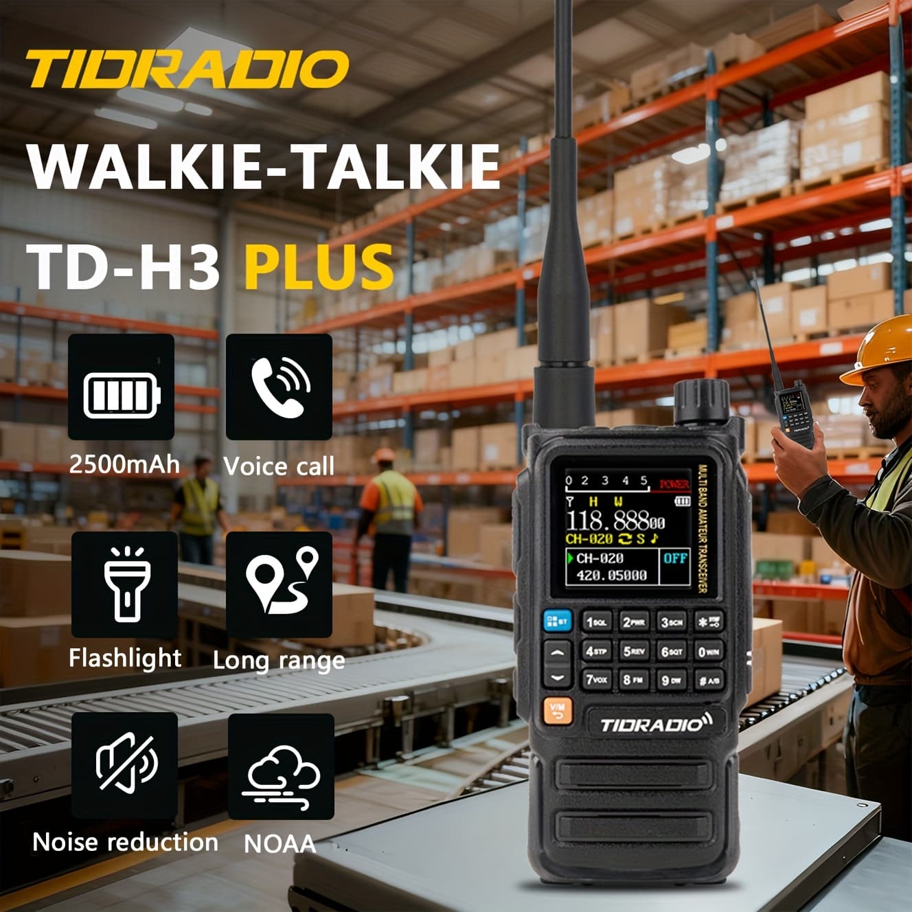 TEMU Tidradio H3 Plus | Radio Multi-band Radios With Am/ Fm & Wireless Headset | 5000km Long Range Walkie Talkies For Camping & Emergency