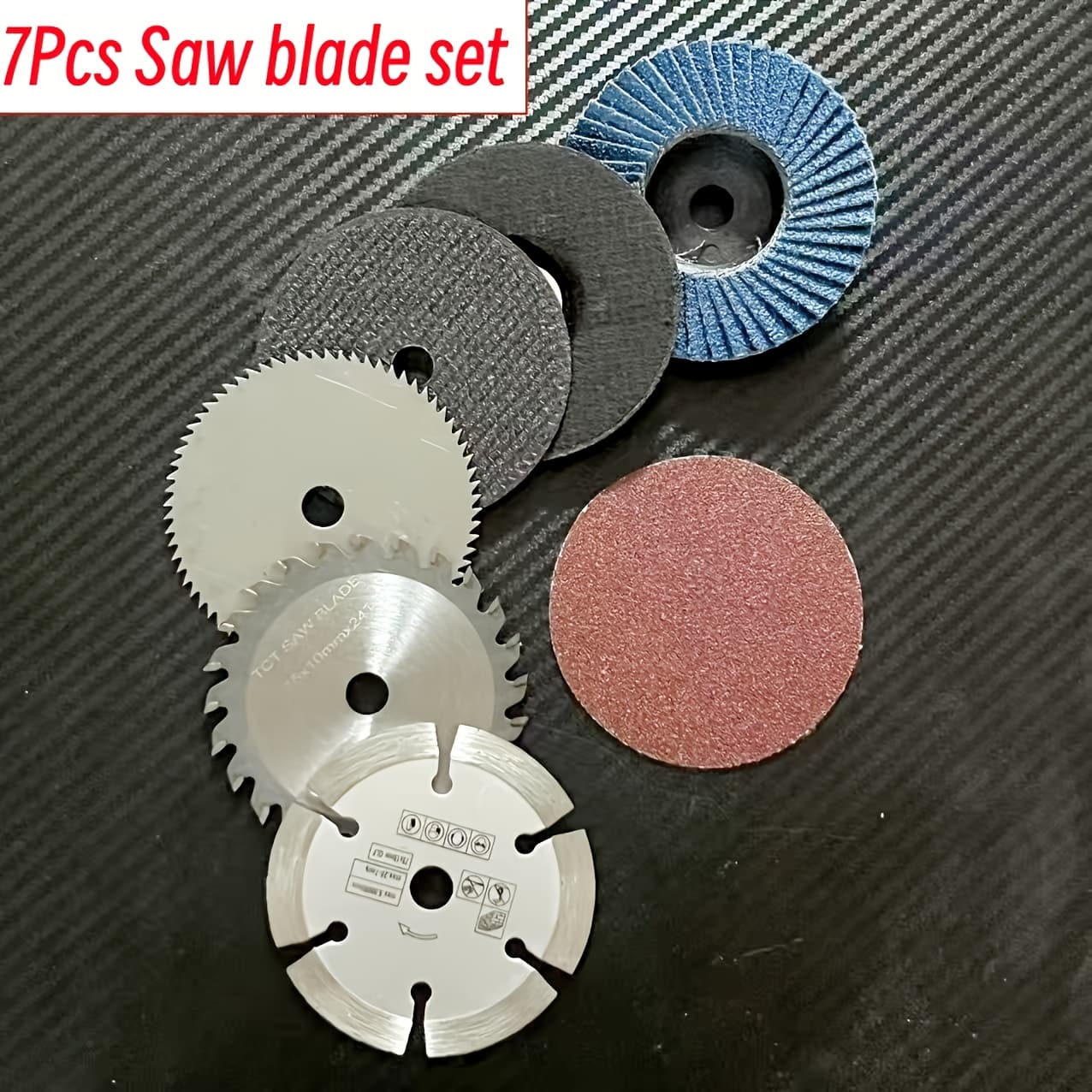 TEMU 7pcs Cut Plus 3-inch Circular Saw Blade Set, With 75mm Grinding Disc - Durable Steel Structure, Including Chain Saw Blade, Metal Cutting Tool Set