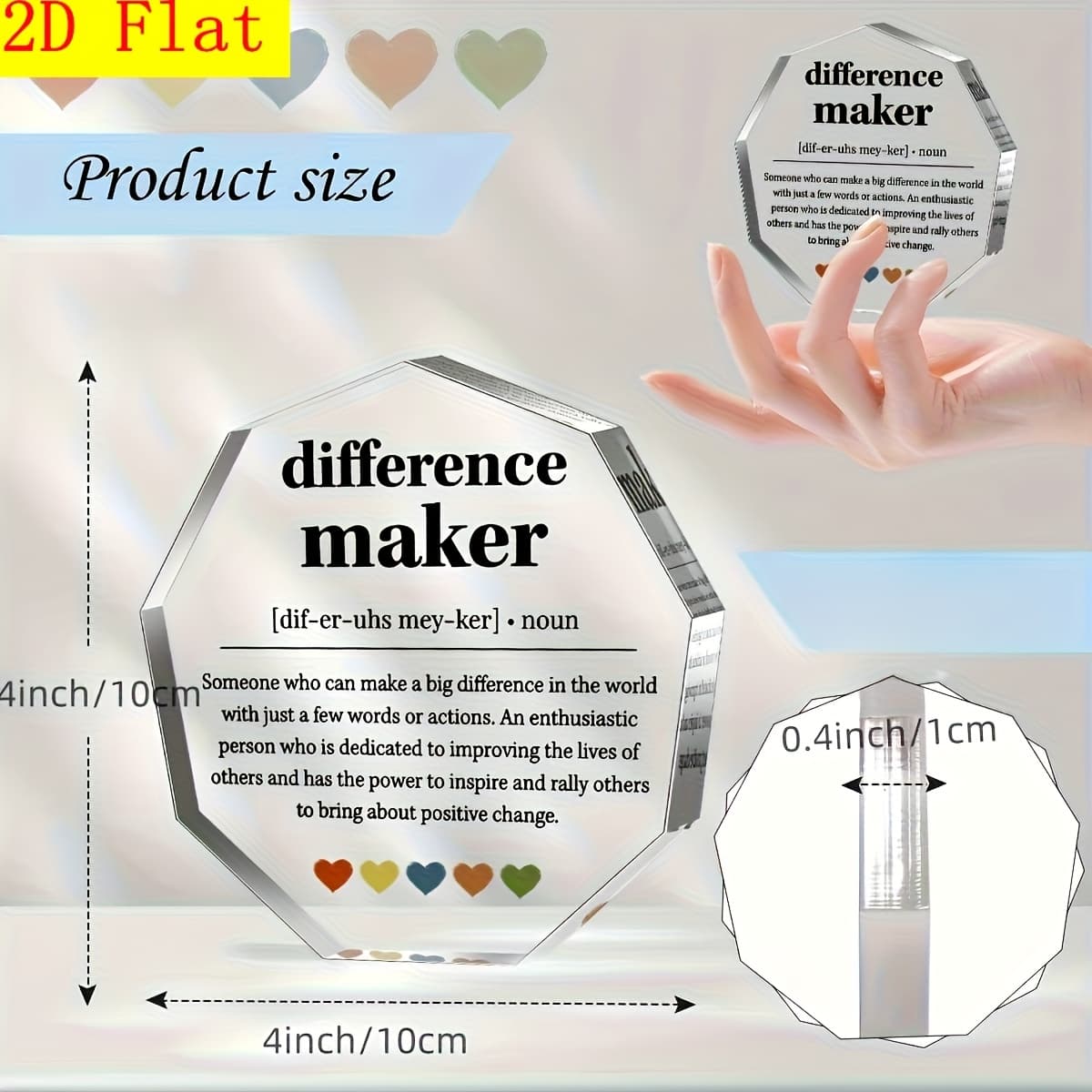 TEMU 2d Flat, 1pc Difference Maker Sign - & Rally , Engraved Desktop Decor With Quote - Gratitude Gift For , Bosses, Moms, , , Acrylic Keepsake Plaque Home Office Decor, 2d Flat