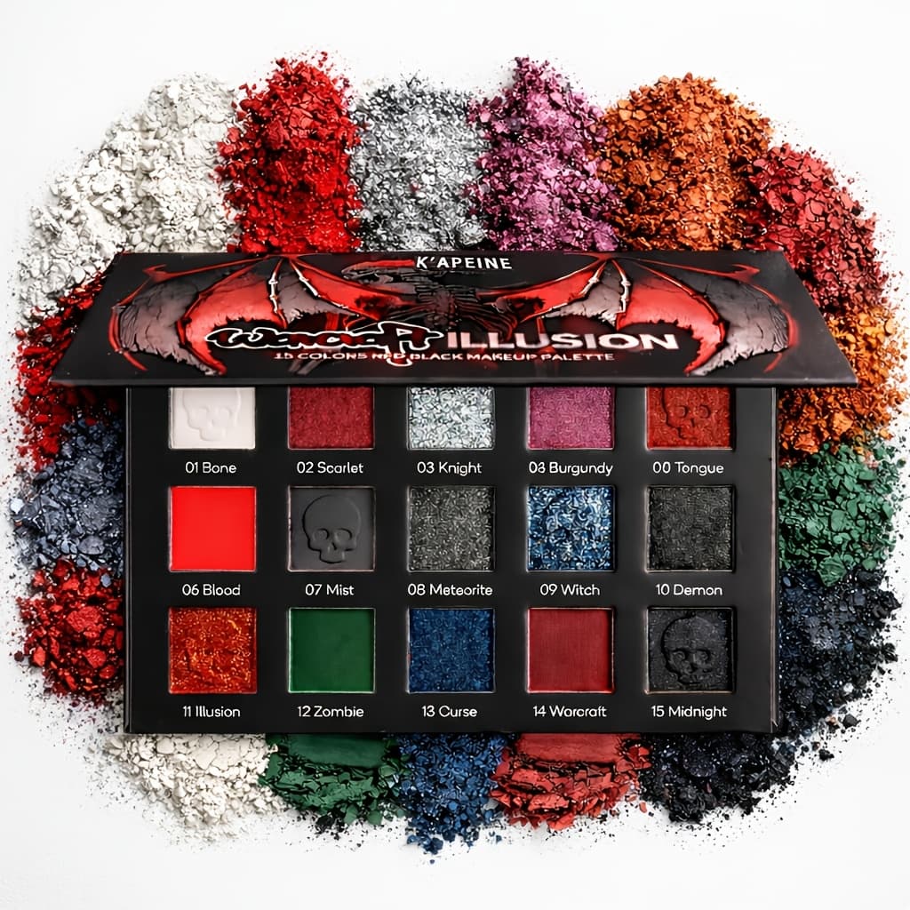 TEMU 15-color Gothic Halloween Eyeshadow Palette - Matte Shimmer Glitter Pigmented Eye Makeup | Long-lasting Dark Tone Eye For Cosplay/party/festival/stage Looks