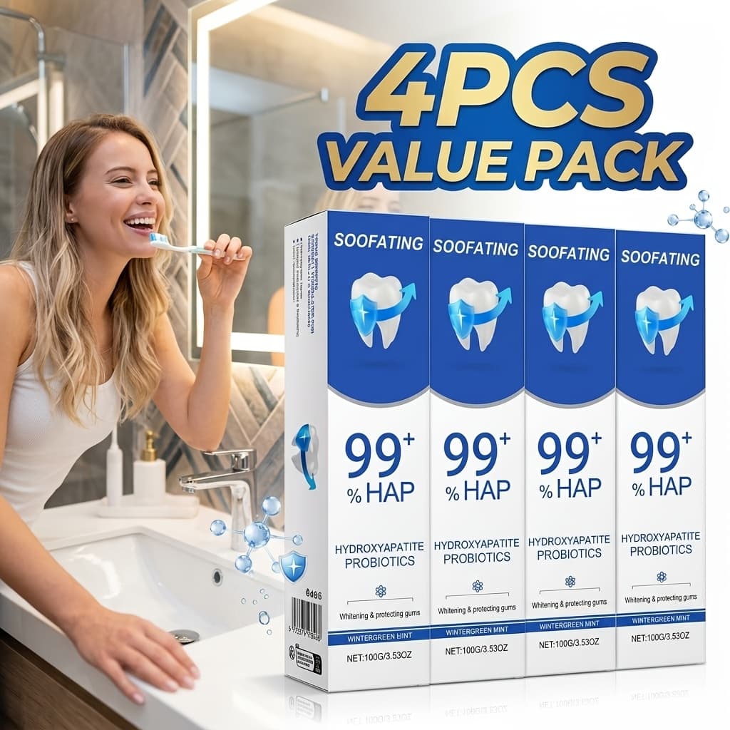 TEMU 4pcs, 99% Hydroxyapatite Toothpaste, Mint Probiotic Formula, Long-lasting Mint, , Cares For Gum Health, Protects Enamel, Deep Cleaning, Daily Oral Care, Family Set, Suitable For All People, With