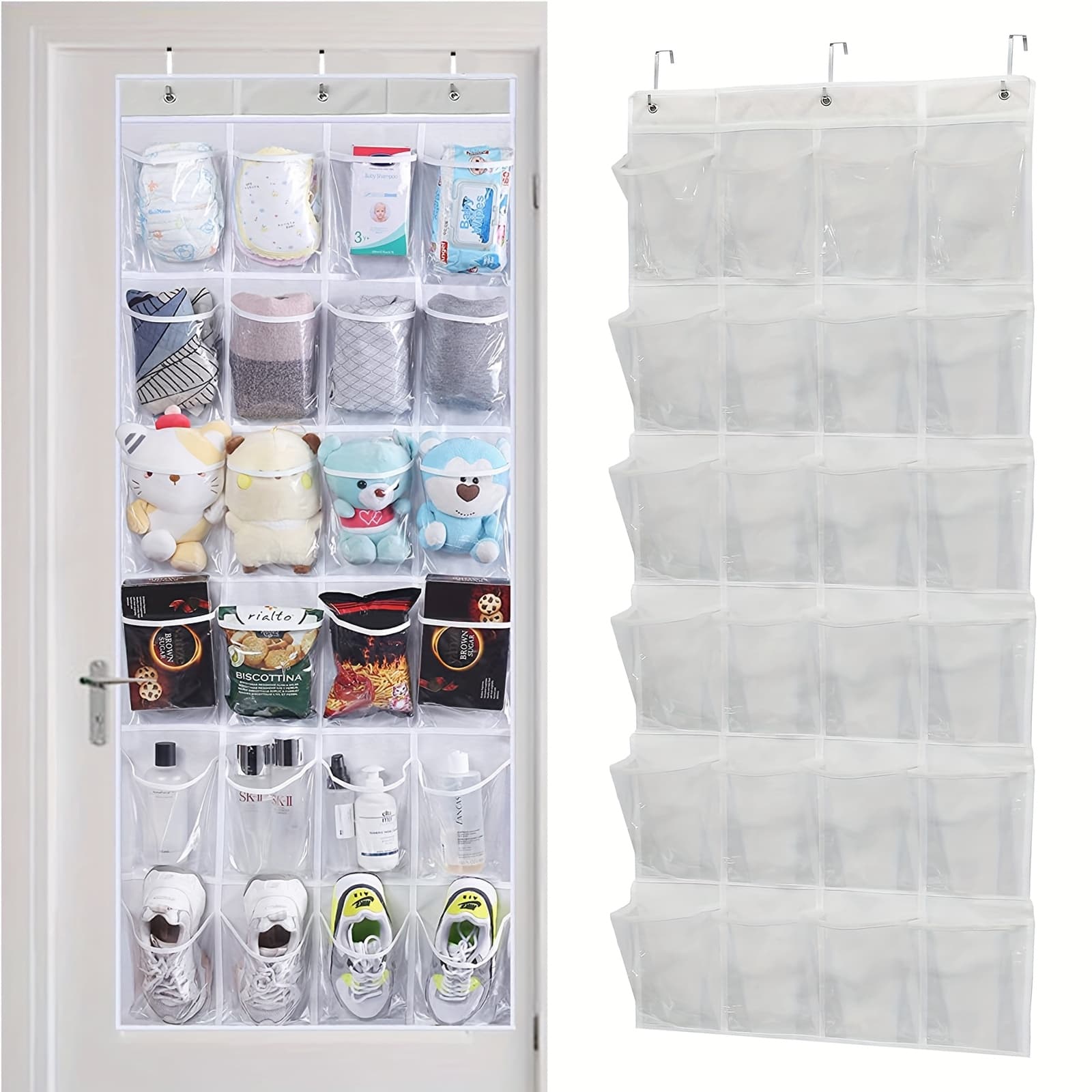 TEMU 24-grid Over-the-door Shoe Organizer, Space-saving Metal Hooks, Breathable Mesh Pockets, Lightweight Storage Bag, Gift