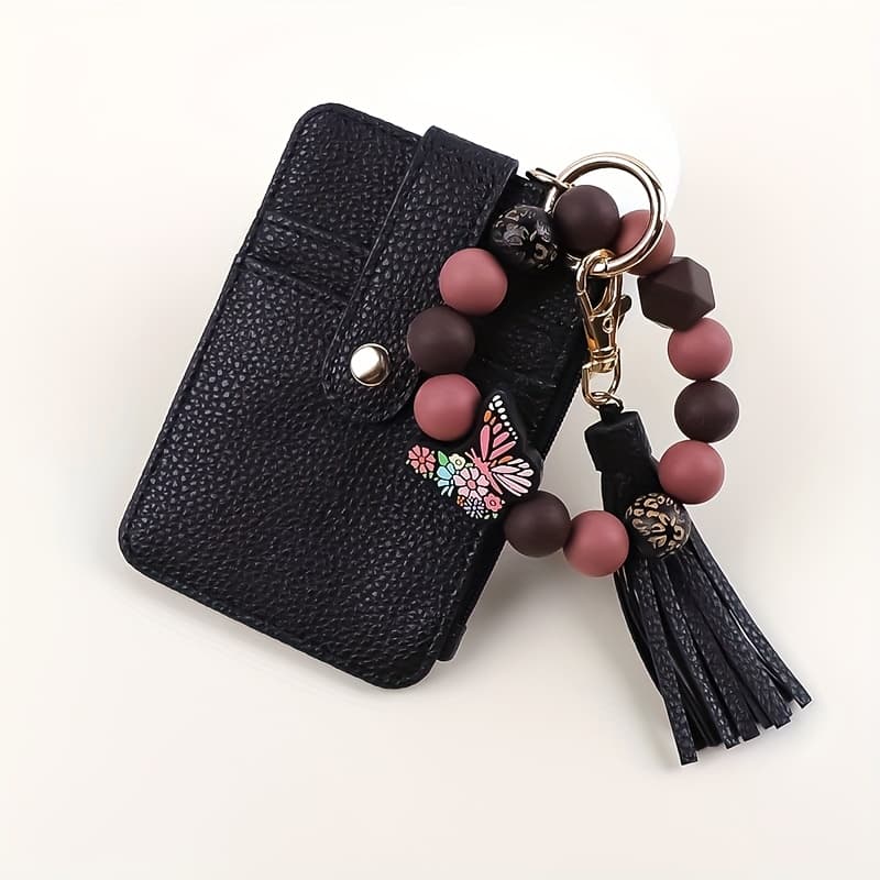 TEMU A Tassel Beaded Mini Cardholder Keychain, In Multiple Colors. Features Colorful Beads And A Charm With Tassels, Exquisite And . Perfect For Holding Cards, , And Keys, And Very Convenient For
