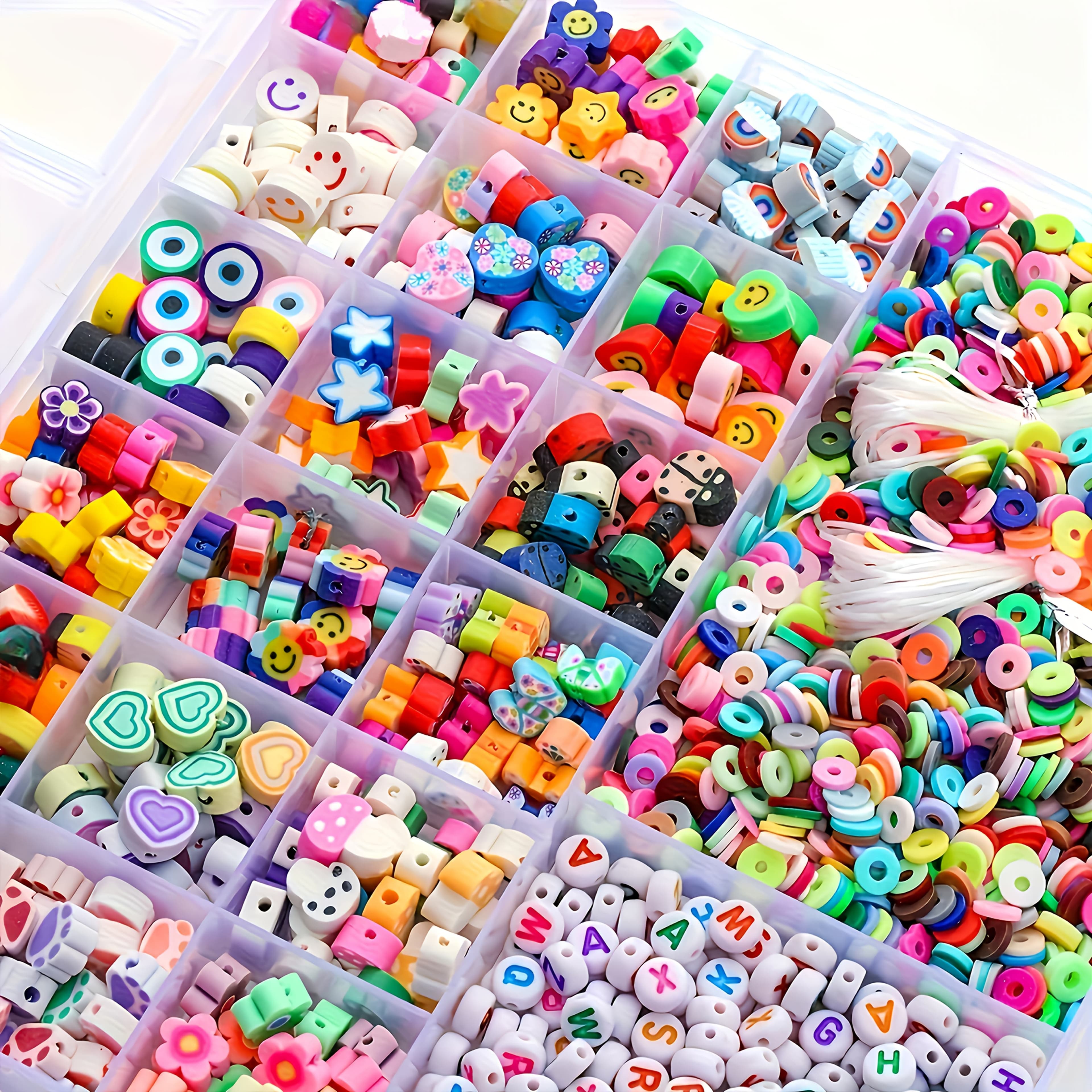 TEMU A Box Of 2000pcs Bracelet Making Kit Friendship Soft Pottery Beads Jewelry And Bracelet Making Kit Charm Bracelet Making Kit With Letter Beads Kit Birthday Gift
