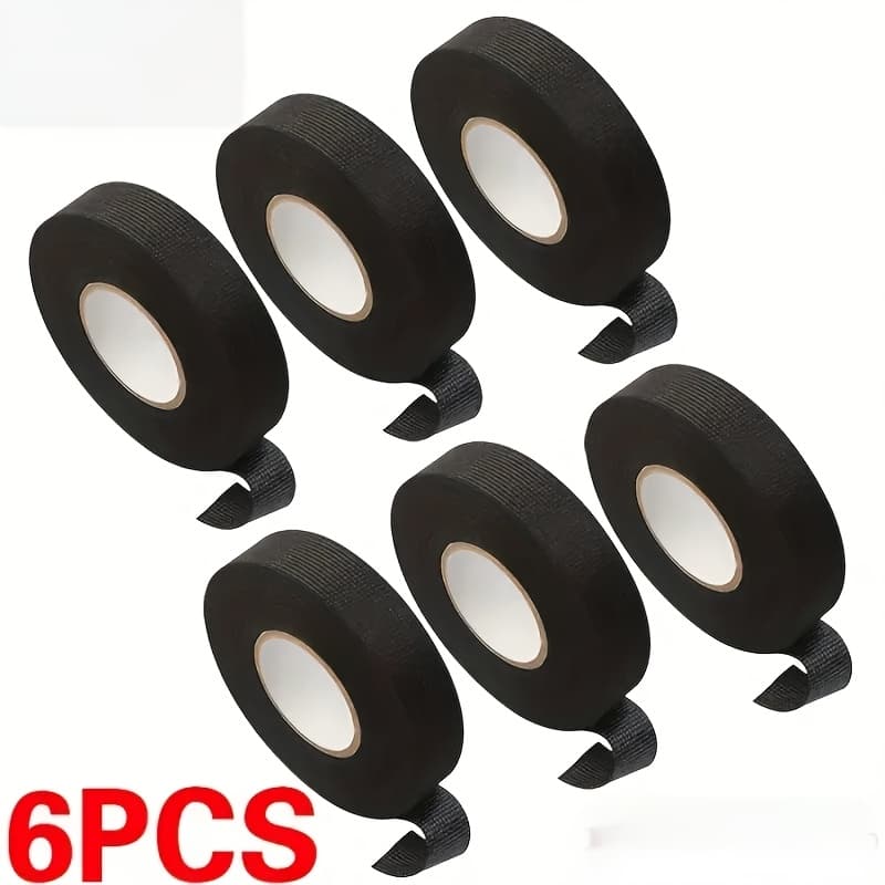 TEMU 6pcs Manufacturer Wholesale Automobile Wire Harness Fleece Tape Black Cloth Base Fleece Tape Insulation High-temperature Resistant Adhesive Tape