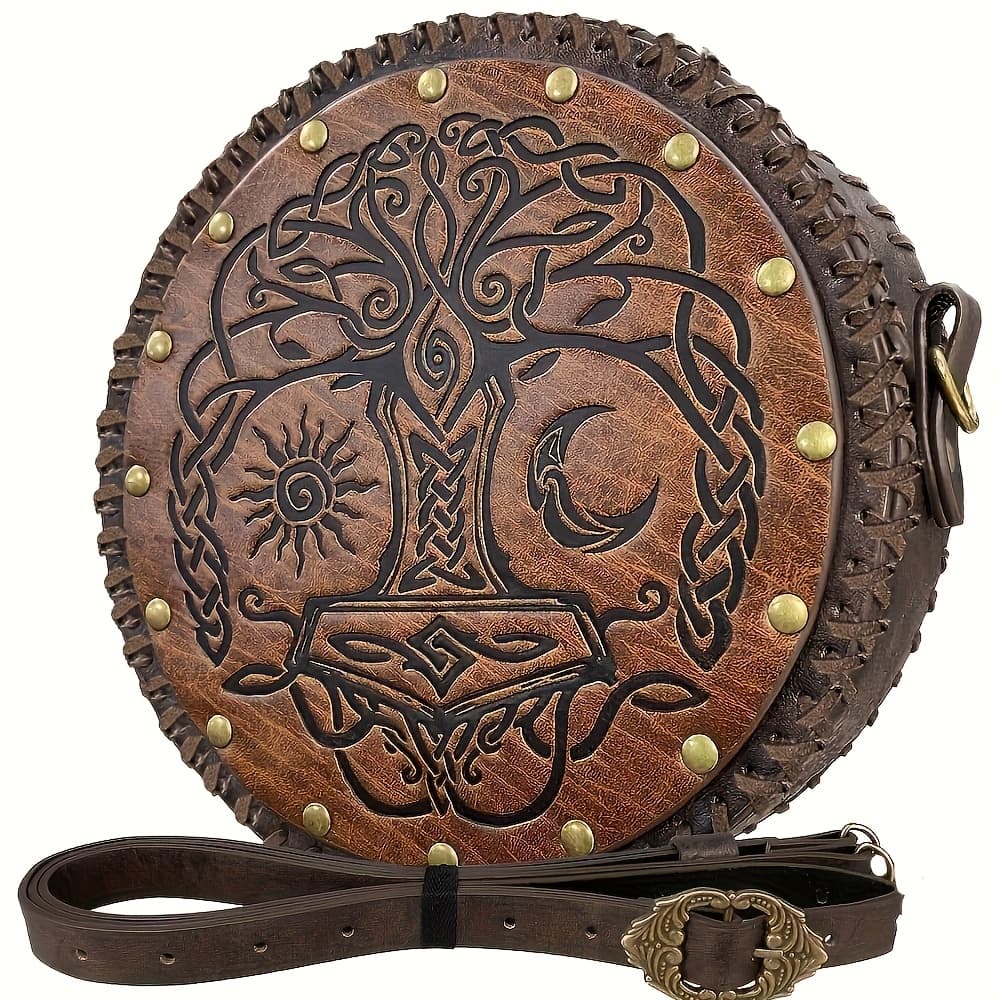 TEMU Nordic Embossed Pu Leather Crossbody Bag, Mid-century Pu Leather Shoulder Bag, , Portable Drag Belt Bag