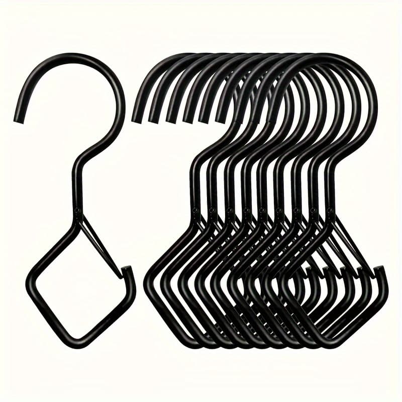 TEMU 10 Heavy-duty S-hooks With Safety Latches. Windproof Heavy-duty Hooks For Outdoor, Kitchen, Bathroom, Closet, And Garden Organization