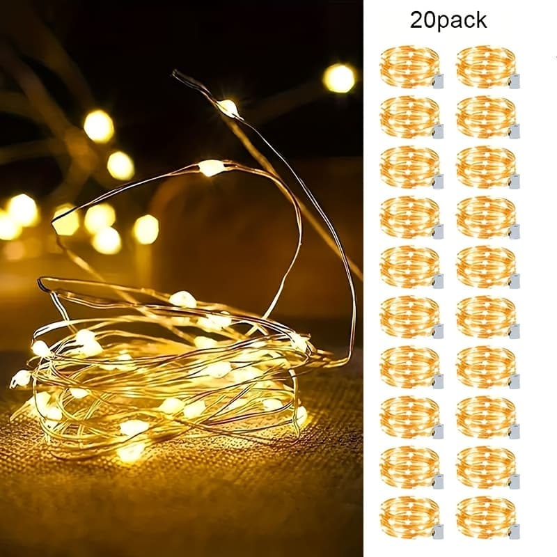 TEMU 20 Pack Led Fairy String Lights Battery Operated 7ft 20led Flashing Firefly Star Lights For Bedroom Wedding Party Festival Christmas Decor