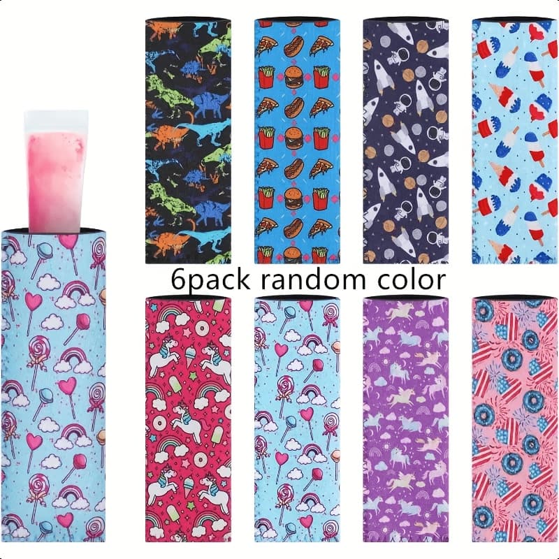 TEMU 6pcs Ice Mold Bags Sleeves, Ice Sleeves For Multicolor, Ice Sleeves Holder Bags Freezer, Reusable Covers Antifreezing Covers, Random Color