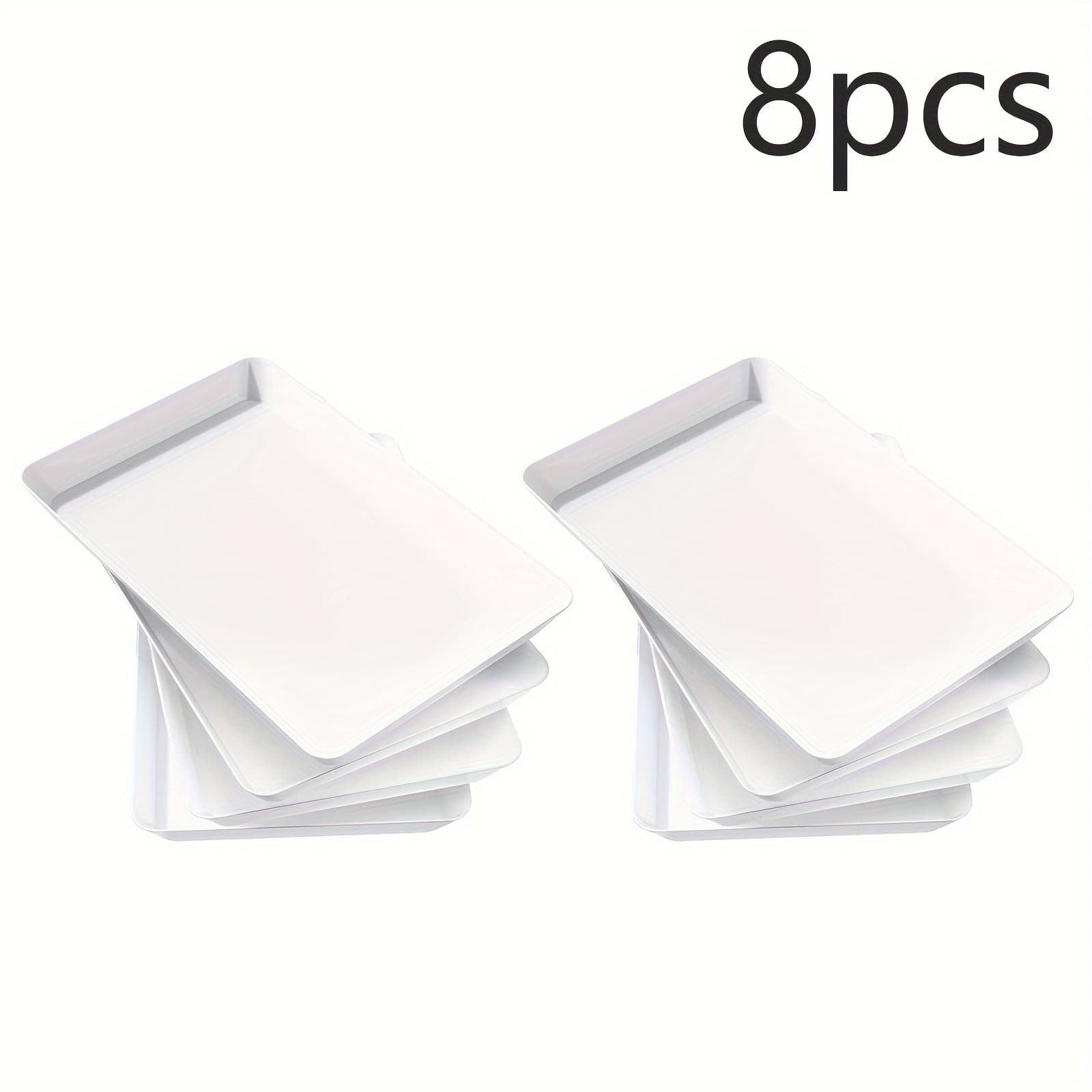 TEMU 8pcs Serving Tray Plastic For Party Supplies, 15" X 10" Platters For Serving Food, Thanksgiving White Reusable Tray For Veggie, Snack, Fruit, , Desserts In Kitchen/ Pantry Organization