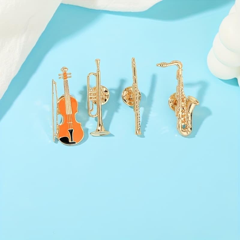 TEMU A Set Of 4pcs Classic Instrument Brooches, Instrument Lovers Performance Group Clothing Backpack Decoration Accessories Badges