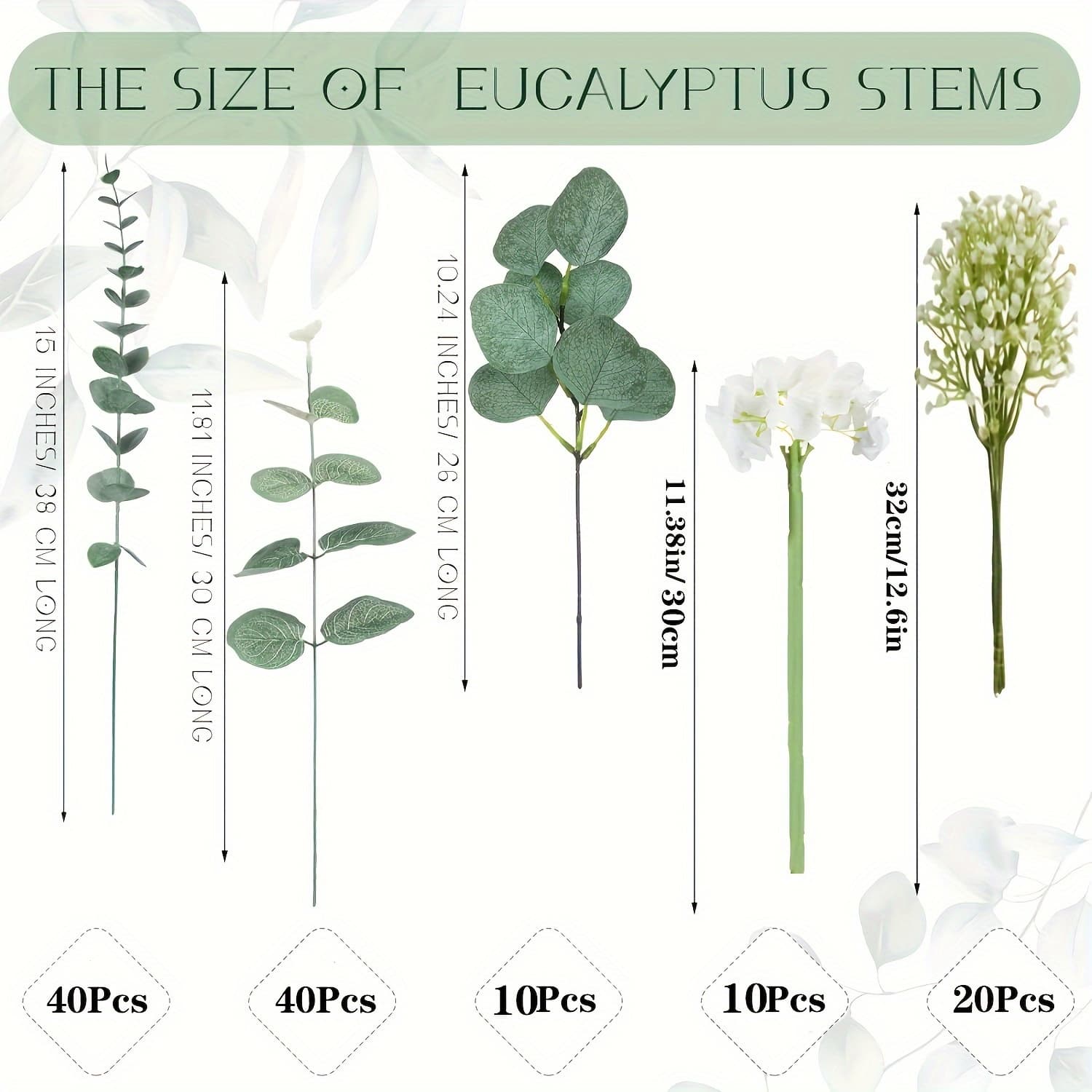 TEMU 120pcs Gorgeous Artificial Eucalyptus Stem Perfect Matching Baby's Breath Greenery Set, Wedding Bouquet Table Centerpiece Wedding Ceremony Decor, Diy Bouquets For Christmas, Valentine's &