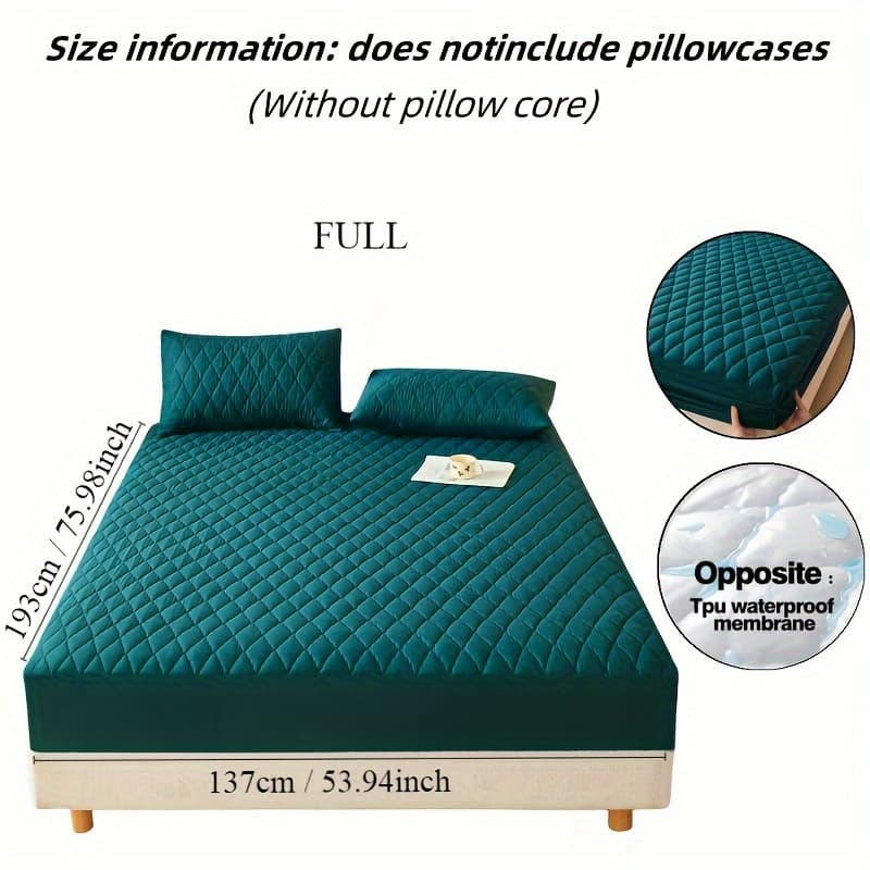 TEMU 1pc Premium Ultra Soft Quilted Fitted Sheet, Liquid Resistant, Solid Color Mattress Protector, All Season For Bedroom Hotel Dorm Single And Double Beds (no Pillowcases)