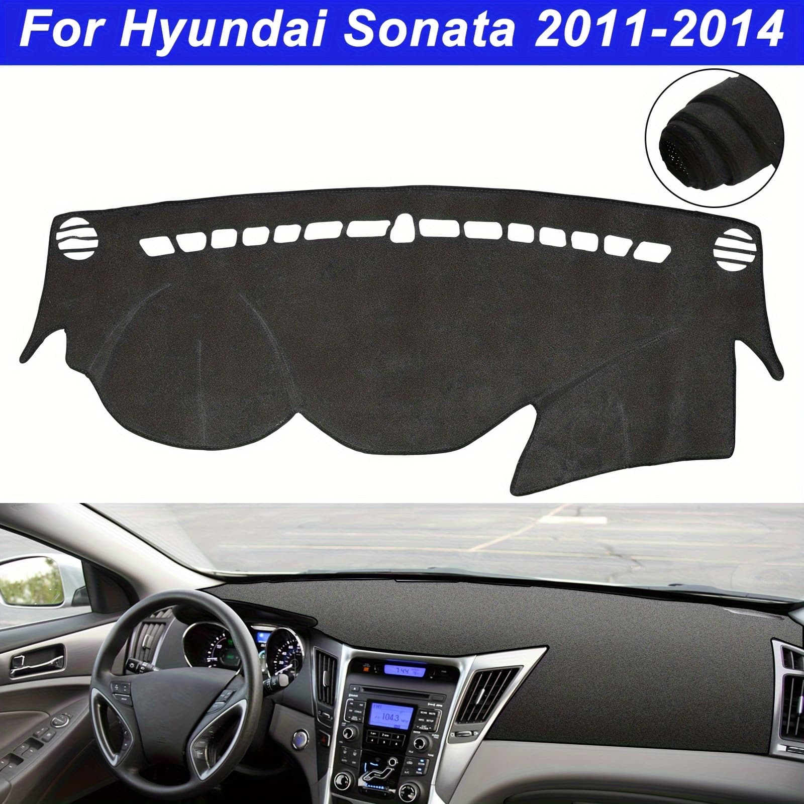 TEMU 1pc Dash Cover Mat, Center Console Cover Protector Pad, Anti-slip & Durable, Black, Fit For 2011-2014