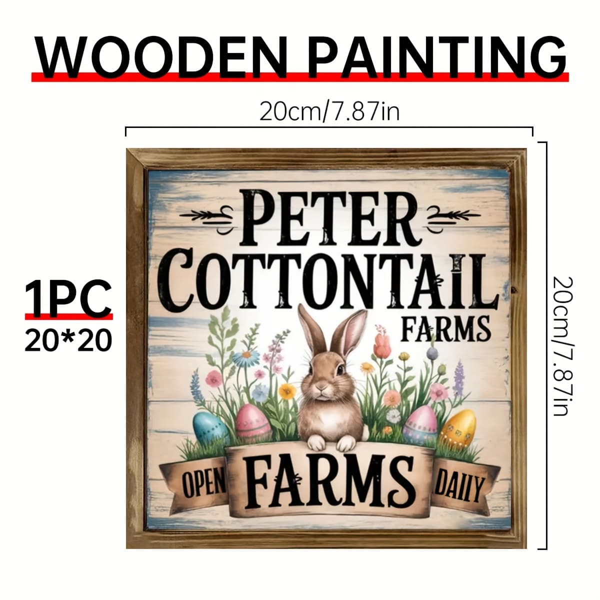 TEMU 1pc Easter Wooden Wall Art (8x8 Inch). Peter Sign. Diner, Kitchen, Cafe, Or Office Decor - Battery-free, Ideal Gift For Housewarming, Spring Decoration