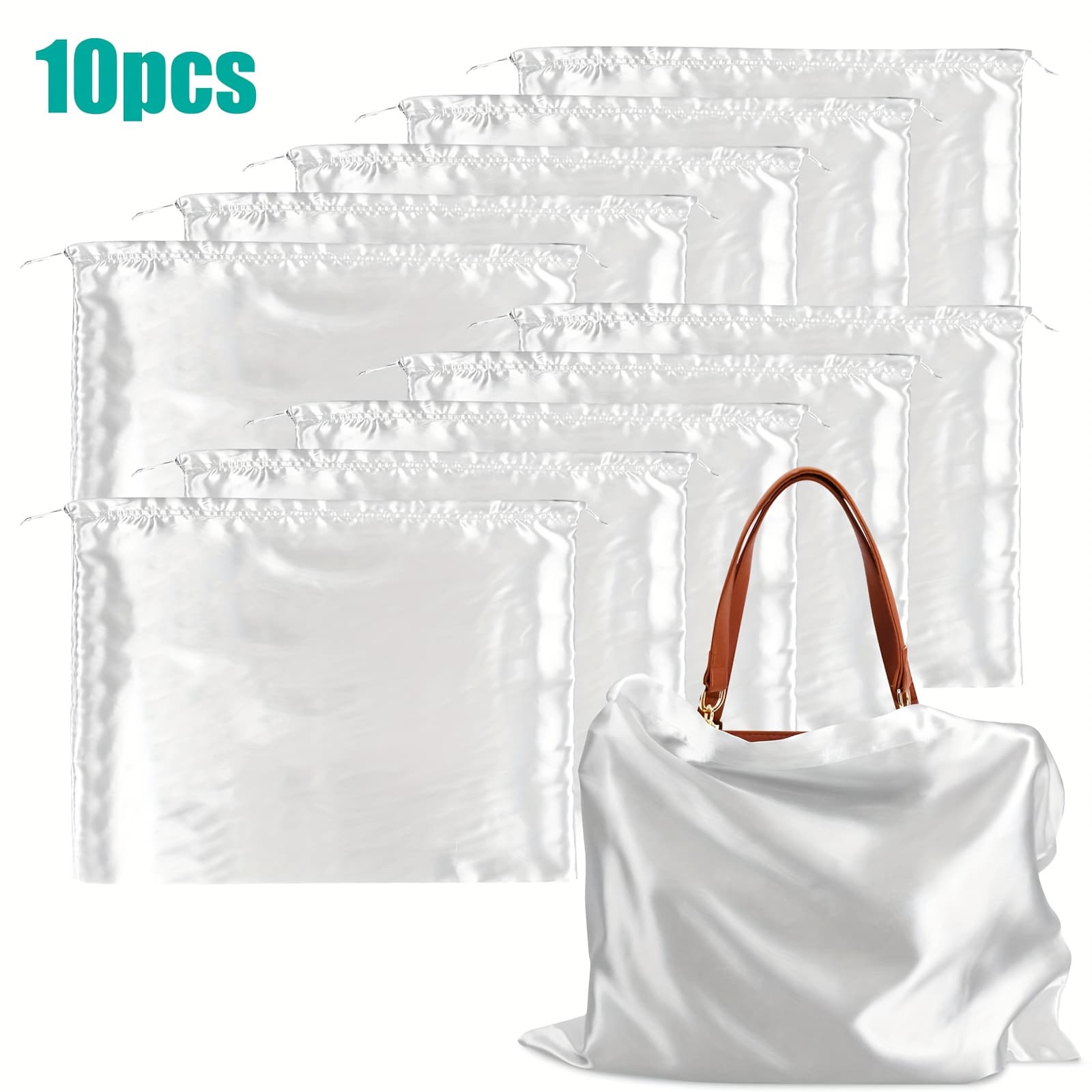 TEMU Set Of 10 Dust-resistant Drawstring Bags, Spacious Storage Pouches Suitable For Handbags, Wallets, Shoes, And Boots, Collapsible Organizer Bag, Travel For Purses And Handbags
