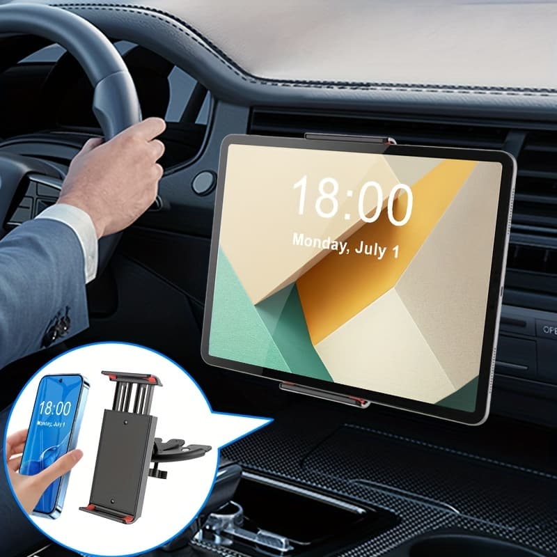 TEMU Cd Slot Tablet Holder And Phone Mount For Car, Installation Car Cd Player, Compatible With 4-12 Inch Tablet Cell Phone