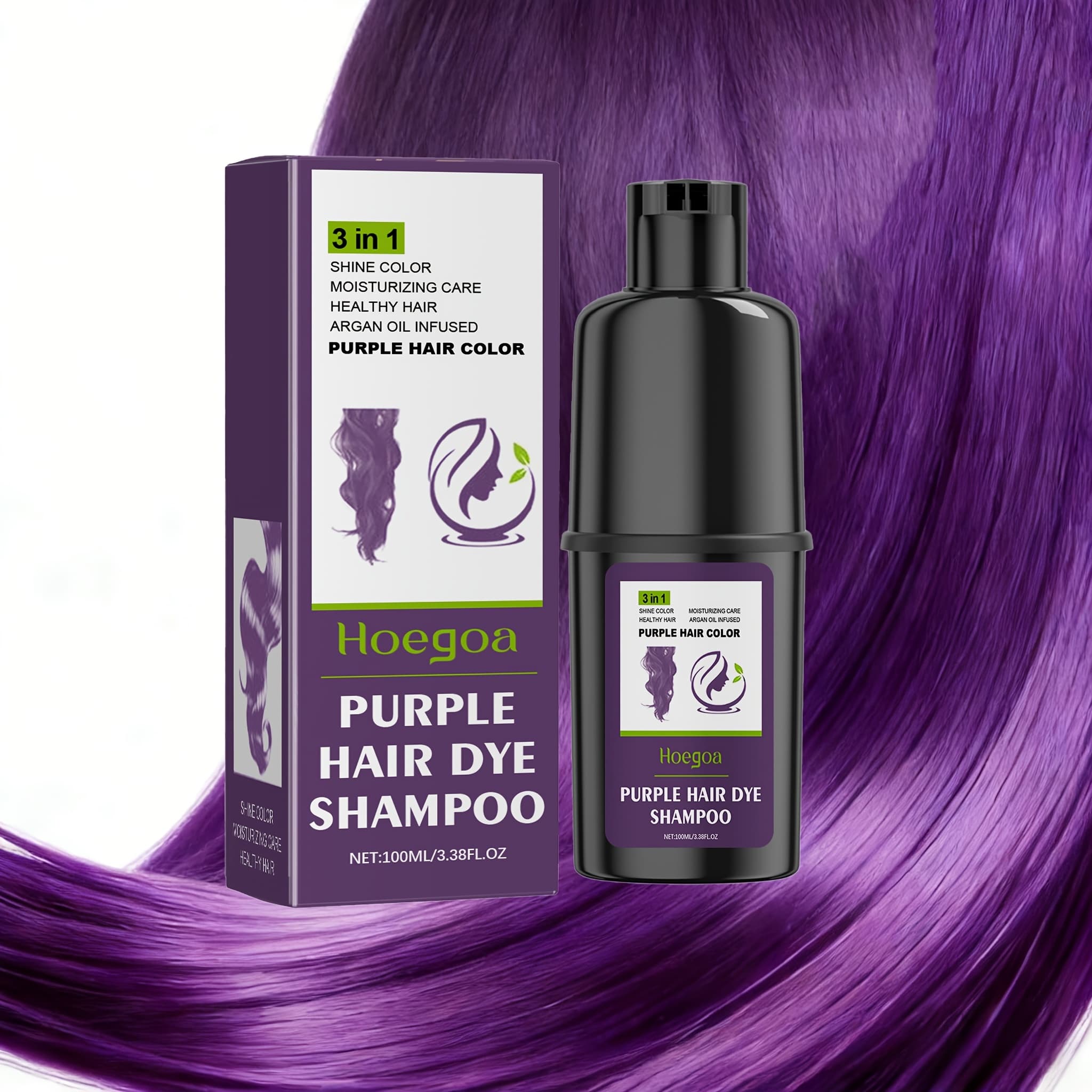 TEMU 3-in-1 Purple Hair Dye Shampoo, Semi-permanent Hair Dye, Ingredients, , Full Gray Hair Coverage, , Diy Colorful And Fashionable Hairstyle, Safe For Sensitive Scalp, Perfect New Year Gift For