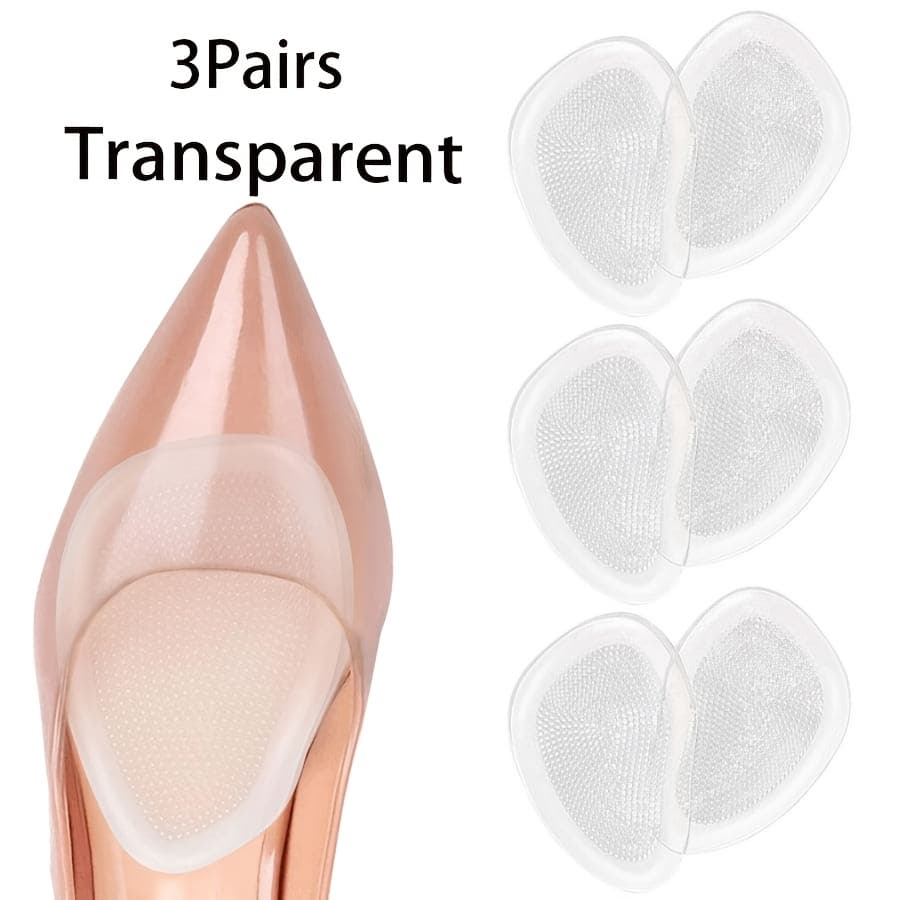 TEMU 6pcs Transparent Silicone Forefoot Pads - Non-slip, Anti-wear Insoles With Honeycomb Grip For , Soft & For All-, Antislip Footwear, Honeycomb Grip Texture, Durable Foot Care