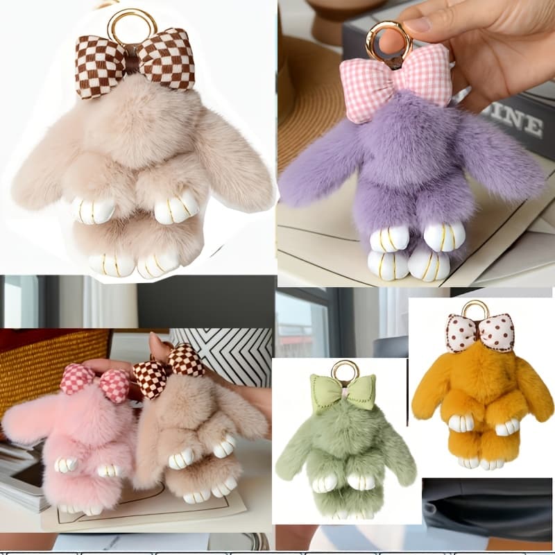 TEMU Set Of 6 Soft And Fluffy Rabbit Keychains