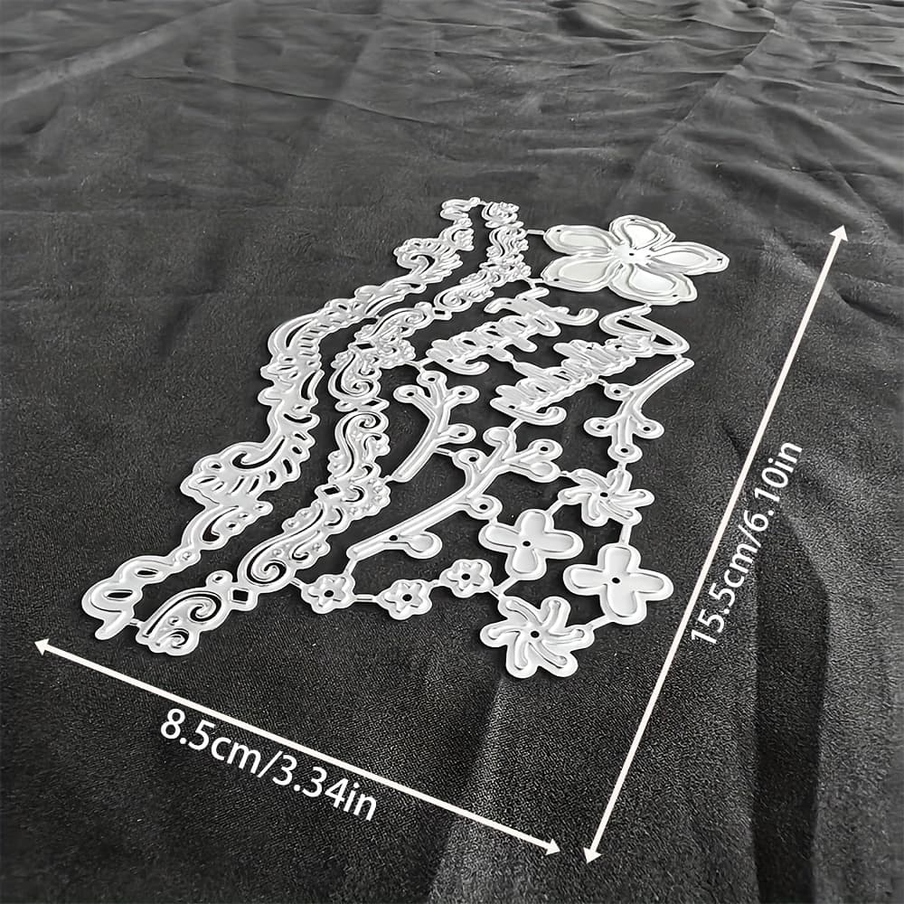 TEMU 1pc Lace And Happy Birthday Metal Cutting Die, Decoration Embossing Die Cut, Template For Making Greeting Cards, Ideal For Album Card Creation, Tools For Handmade Cards
