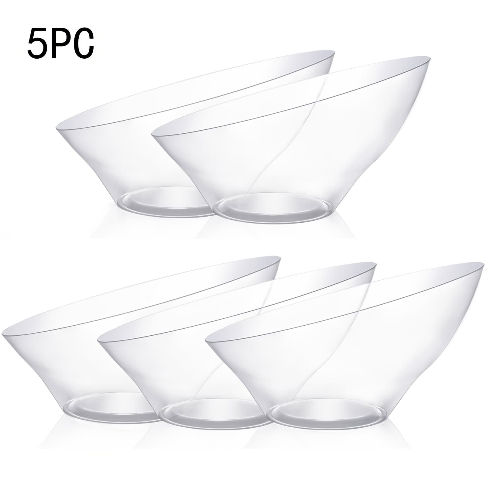 TEMU 5 Pack White Plastic Serving Bowls For Party, 20oz Angled Disposable Serving Bowls For Wedding For Party Chips, Candy, Salad And Fruit