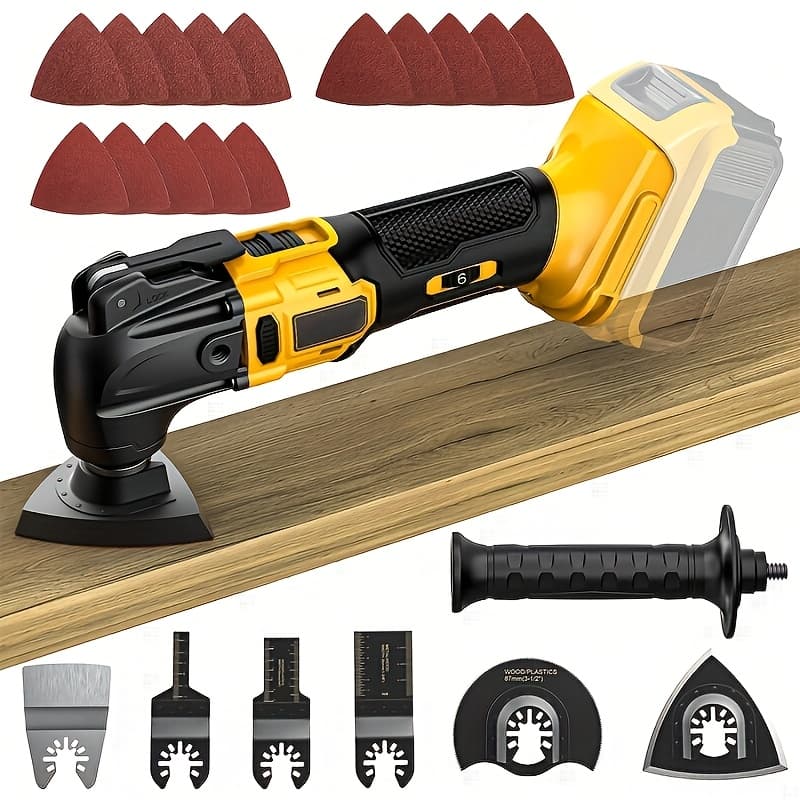 TEMU Oscillating Multi Tool For 20v : Oscillating Tool – 6 Variable Speed 21000 Opm | Brushless Motor | Wood Cutting And Sanding Pad With Sheets | Tool