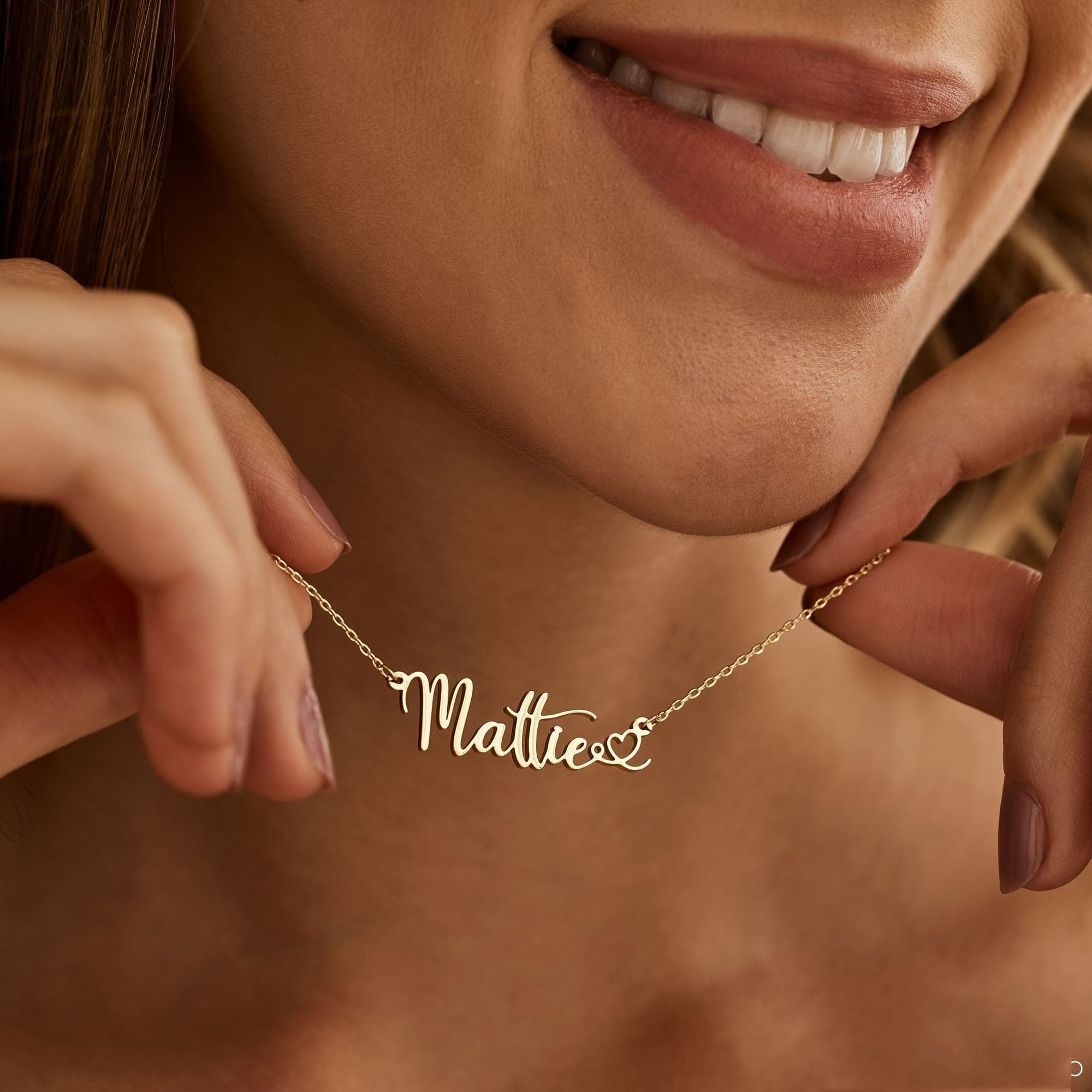 TEMU Personalised Name Necklace With Heart Golden Name Necklace Custom Name Jewellery Birthday Gift For Her Mothers Day Gift
