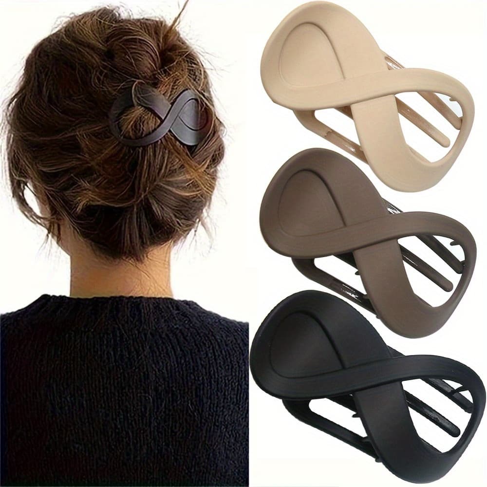 TEMU 3/6pcs/set Elegant Acrylic Matte Hair Clips - Large Unisex Solid Color Plastic Hair Additions For Hair, Styling Hair Additions For Women And Daily Use