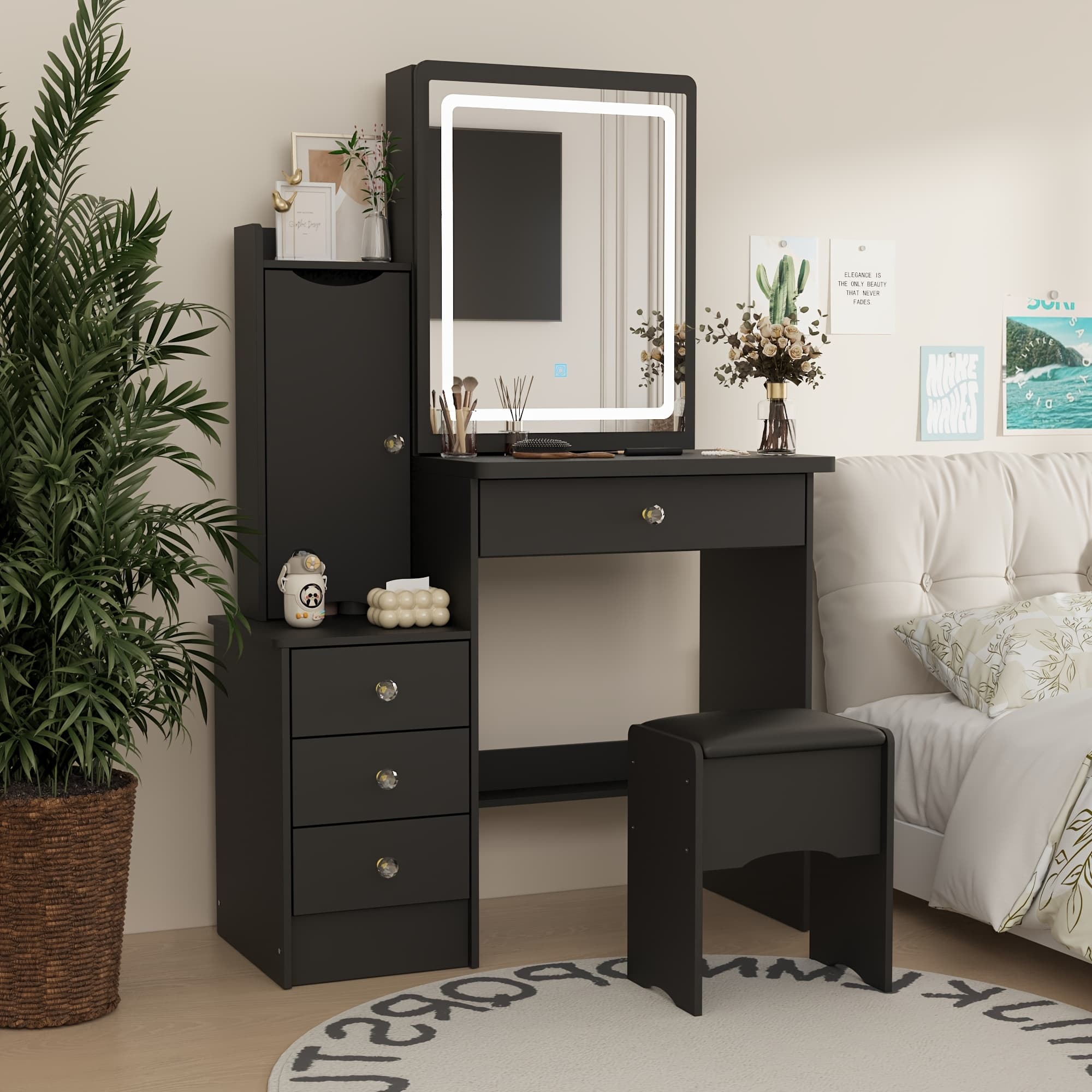 TEMU Makeup Table With Light In Bedroom