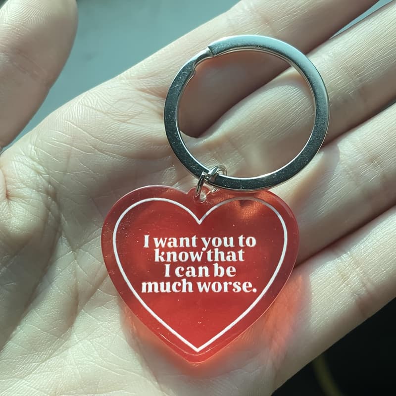 TEMU Festive Acrylic Heart Keychain: Much - Perfect For Parties And Gifts