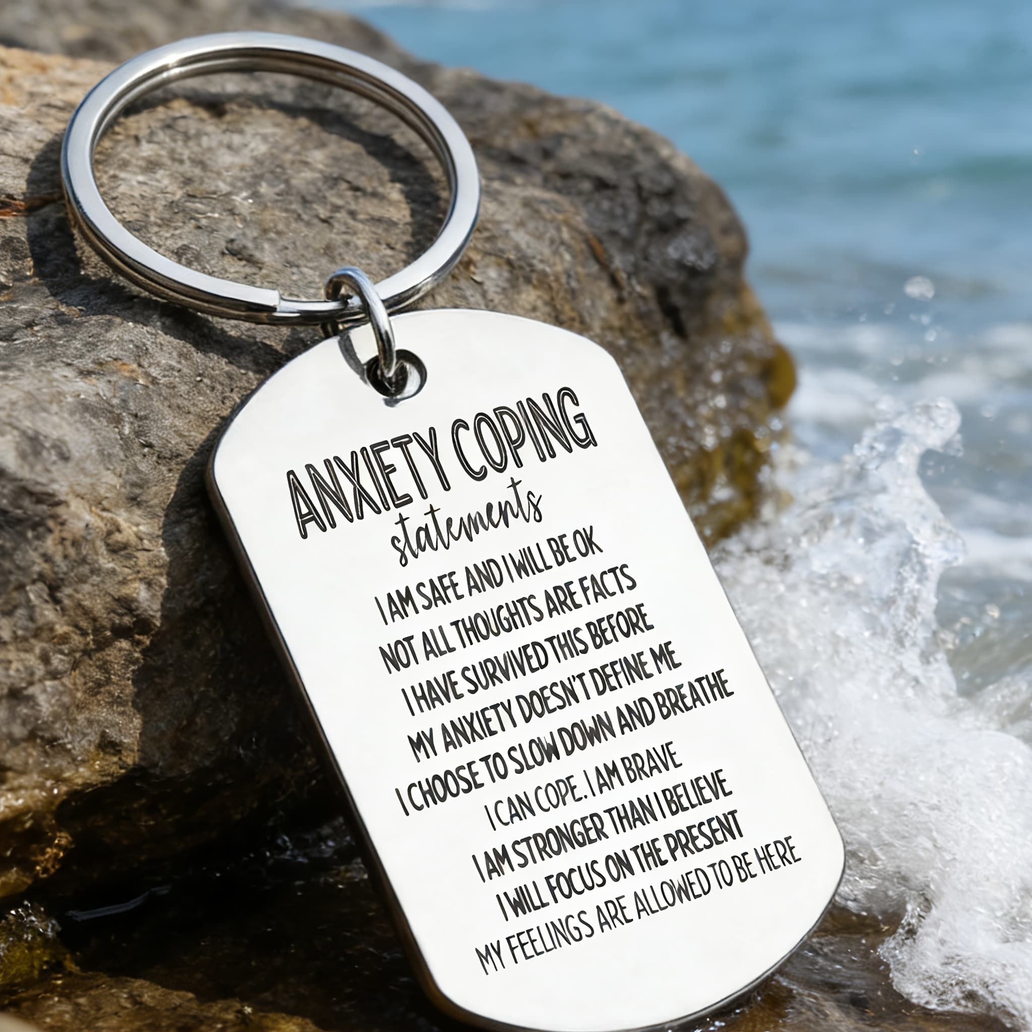 TEMU I Fine; Not All Are Facts; I Have Through This Before" Psychological Stainless Steel Keychain, Suitable For Daily , Workplace Stress, Academic Anxiety, Emotional , A Daily Accessory That Conveys