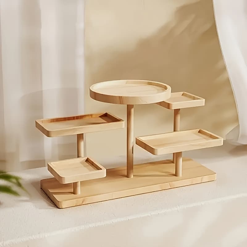 TEMU Wooden Storage Rack - Exquisitely Wood, Sturdy Design, 30cm X 23cm, Great For Displaying Scented Candles, Small Statues & Office Supplies, For Organizing Toiletries, Spices Or Stationery