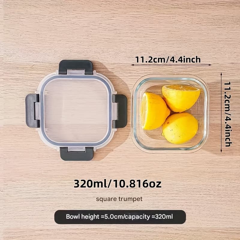 TEMU 11oz. Thickened Glass Lunch Box, Microwave Safe Rectangular Insulated Food Container For Students And Office Workers | Back-to-school Essentials Freshness Keeper Durable Plastic Preservation