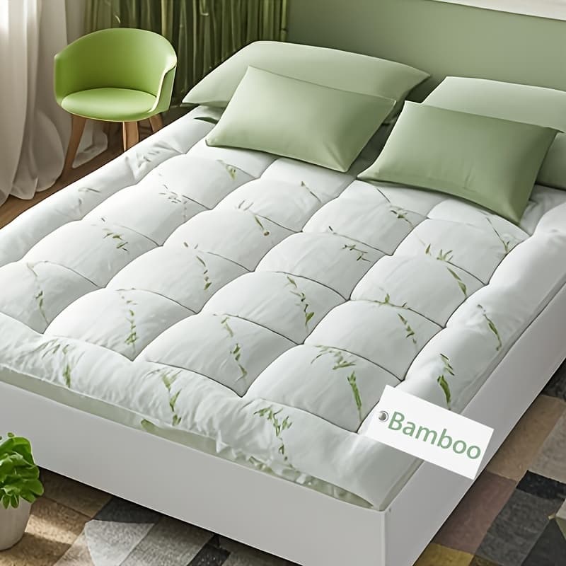 TEMU Mattress Pad Viscose Derived From Bamboo, Top Mattress Pad Cover, Mattress Protector With 8-21 Inch Deep Pocket