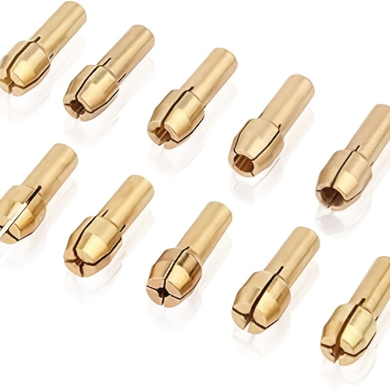 TEMU Collet Set For Rotary Tool Bits, 10pcs Fine Copper Drill Collet Set Electric Grinder Quick Change Drill Replacement Sets 0.5-3.2mm For Rotary Tools(4.3mm Shank Dia)