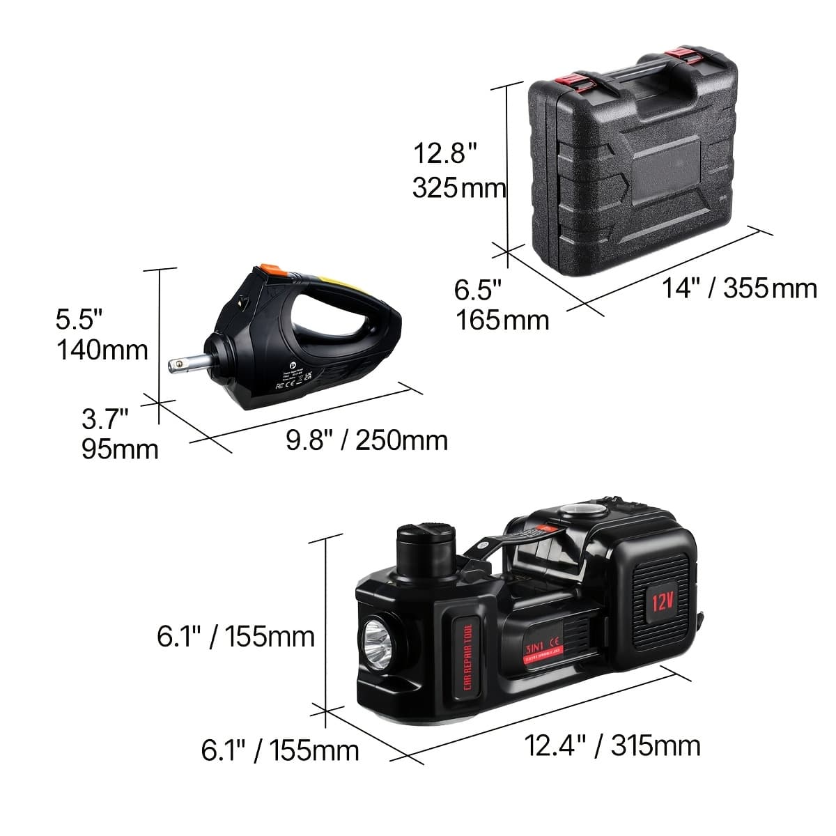 TEMU Happybuy 5-/11000 Lbs Powered Automobile Jack, Integrated Inflator Electric Scissor Jack, 12v Tyre Changing Tool With Electric Torque Wrench & Illuminated Led, Compact For Sedan, Suv