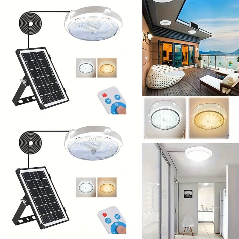 TEMU Indoor Home Solar Lights, Solar Shed Lights, Solar Porch Ceiling Light With Remote, Solar Ceiling Light With Remote, Solar Gazebo Lights With Dusk To Dawn