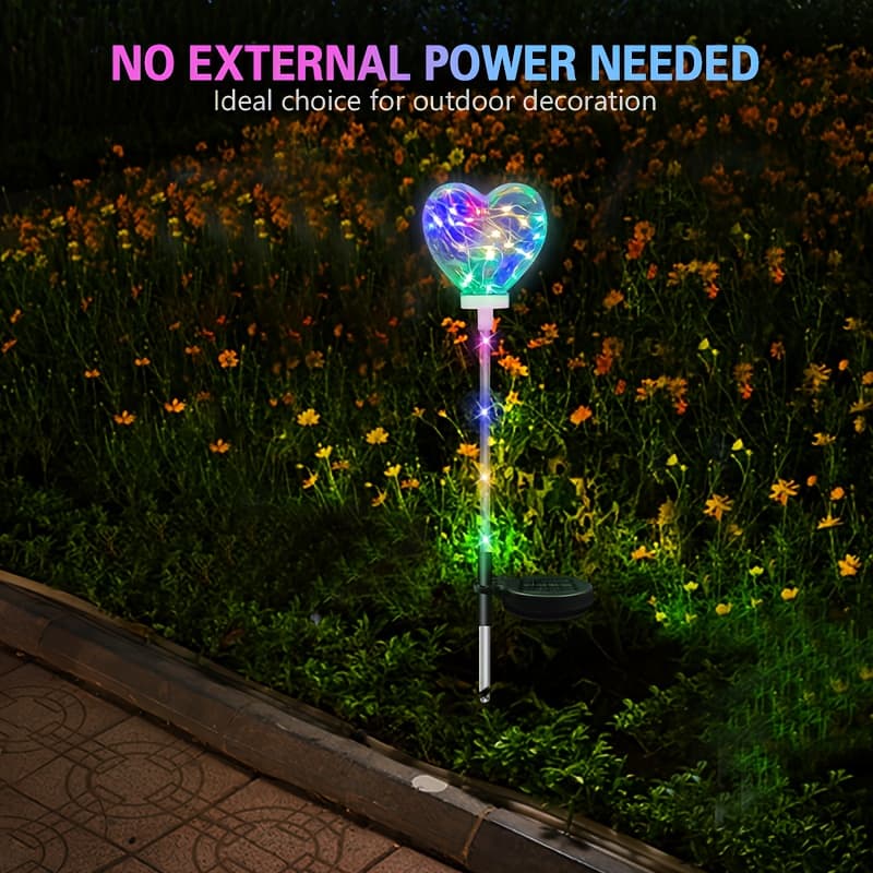 TEMU 12-hour Long - Solar Heart-shaped Led Floor Light, Controlled By A Toggle Switch, Suitable For Outdoor/garden/lawn/holiday Party Decoration, A Christmas And Halloween Atmosphere