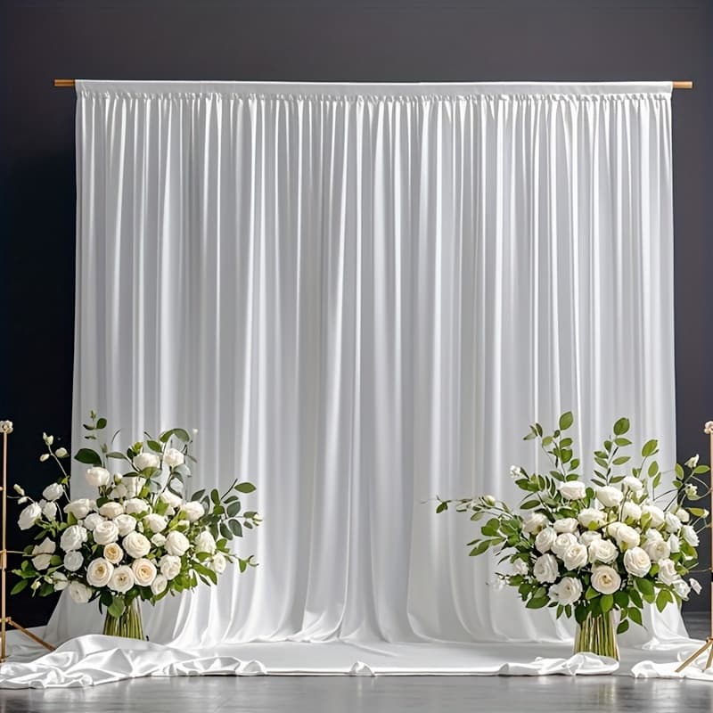 TEMU 1pc 10ft X 6.6ft White Curtains Backdrop For Wedding Parties, Photo Backdrop Curtains For Wedding Decorations Birthday, Wrinkle Free Polyester Fabric Drape