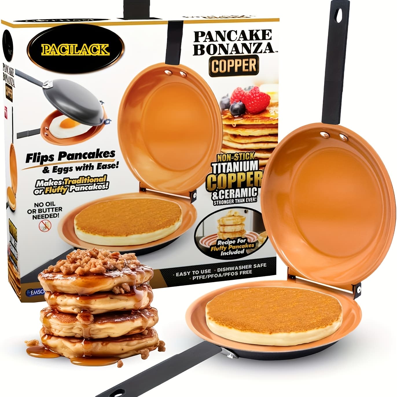 TEMU Double-sided Pan, Pancake Pan, Omelette Pan, The Maker - Nonstick Iron Easy To , Frying Pan For Fluffy Pancakes, Omelets, Frittatas & More, Dishwasher Safe Large, A Must-have At Home