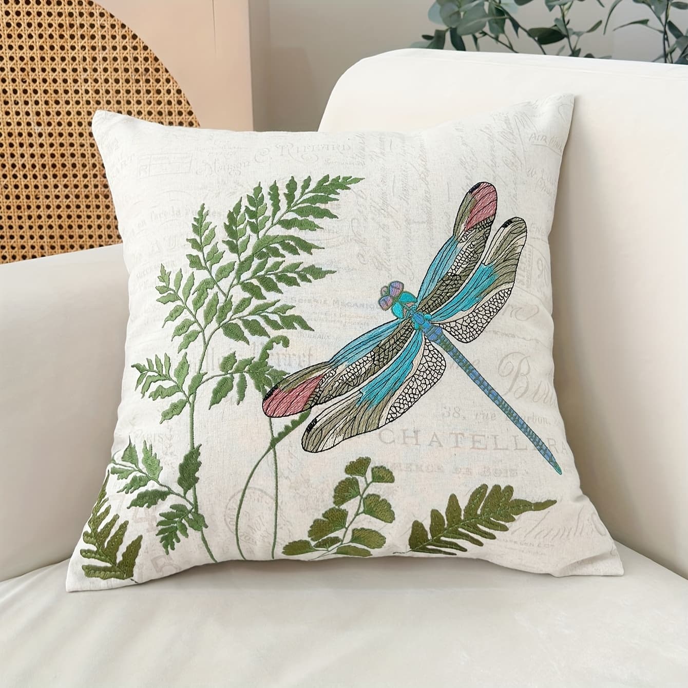 TEMU 1pc Dragonfly 3d Embroidered Pillowcase