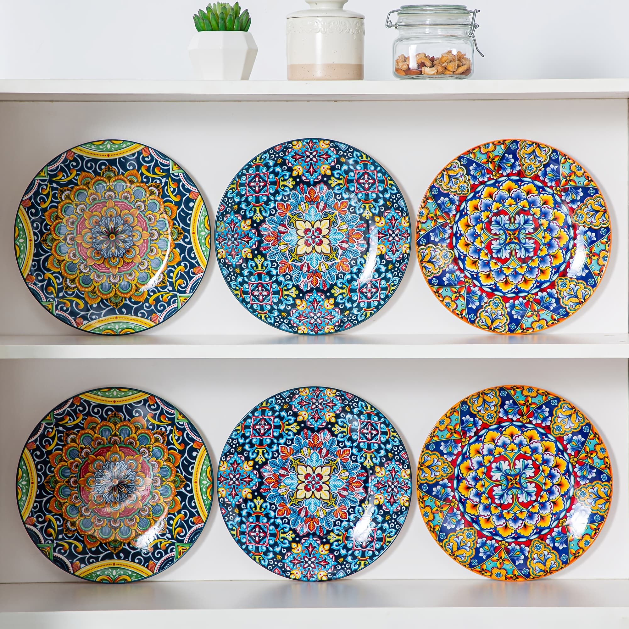 TEMU 10.5 Inch Colorful Bohemian Style Dinner Plates, Set Of 6