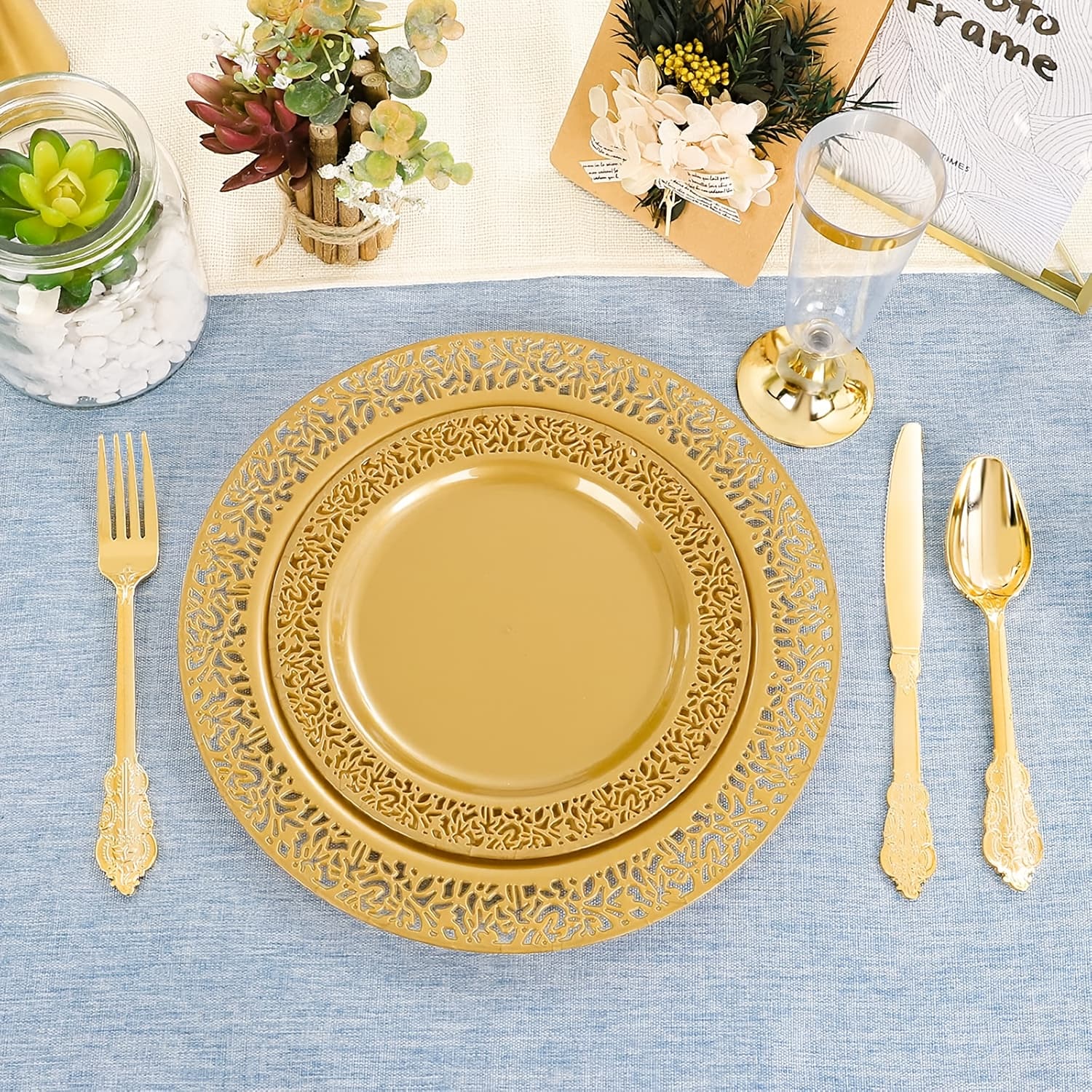 TEMU 102pcs Brown Golden Plastic Plates, Lace Design Disposable Plates, Elegant Heavy Duty Plates Includes: 51 Dinner Plates 10.25 Inch And 51 Salad/dessert Plates 7.5 Inch For Wedding And Party