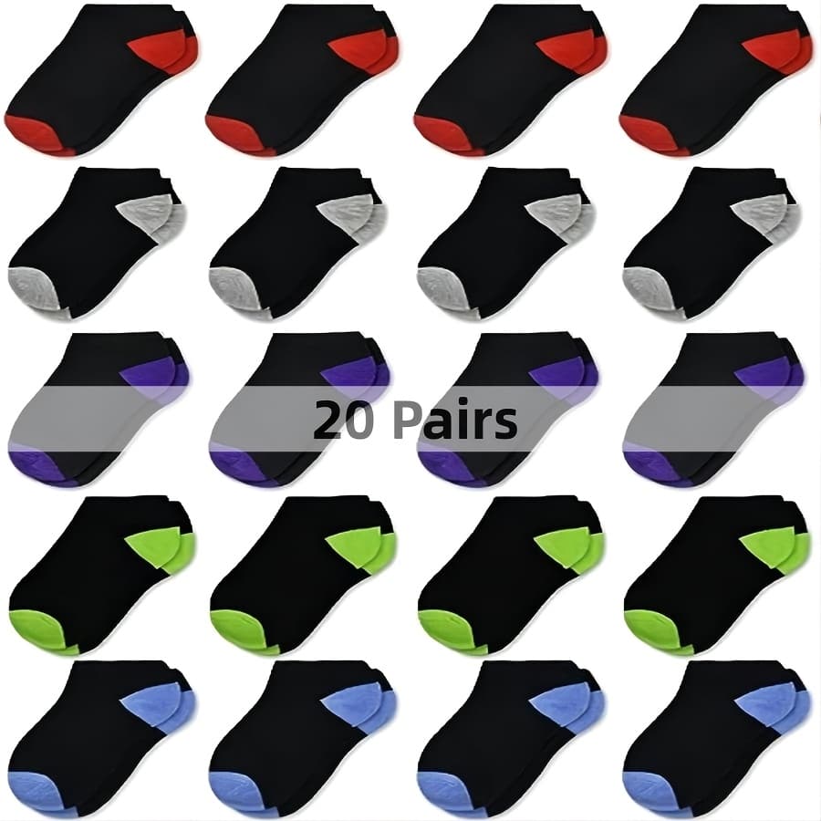 TEMU 20/48 Pairs Of Color Block Liner Anklets Socks, Comfy Breathable Soft Non Slip Socks For Outdoor Wearing