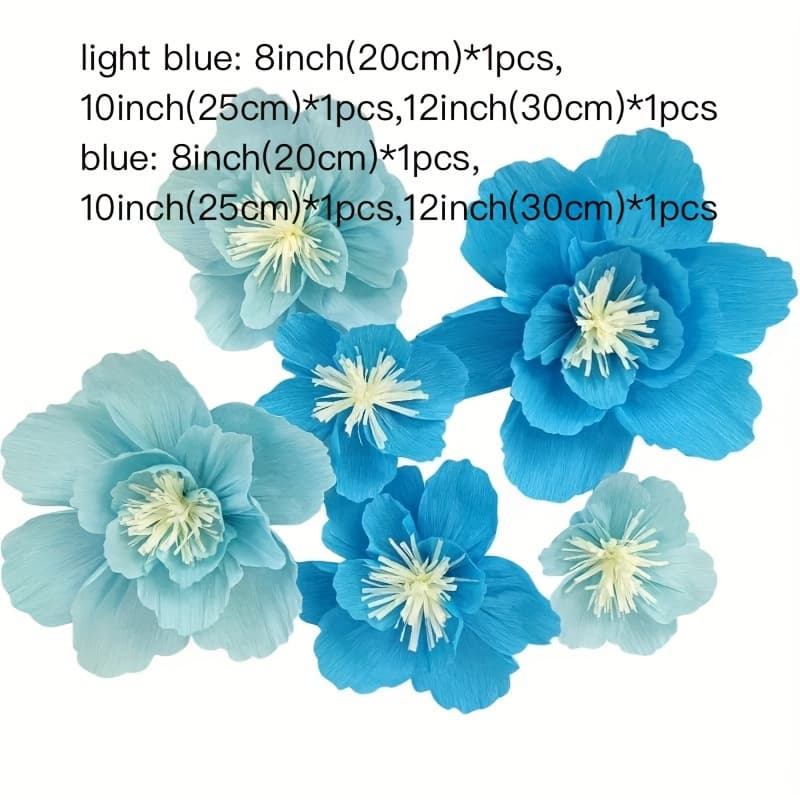 TEMU Crepe Paper Flowers For Wall Wedding Flower Birthday Party Floral Backdrop Nursery Room Decoration (blue Party)