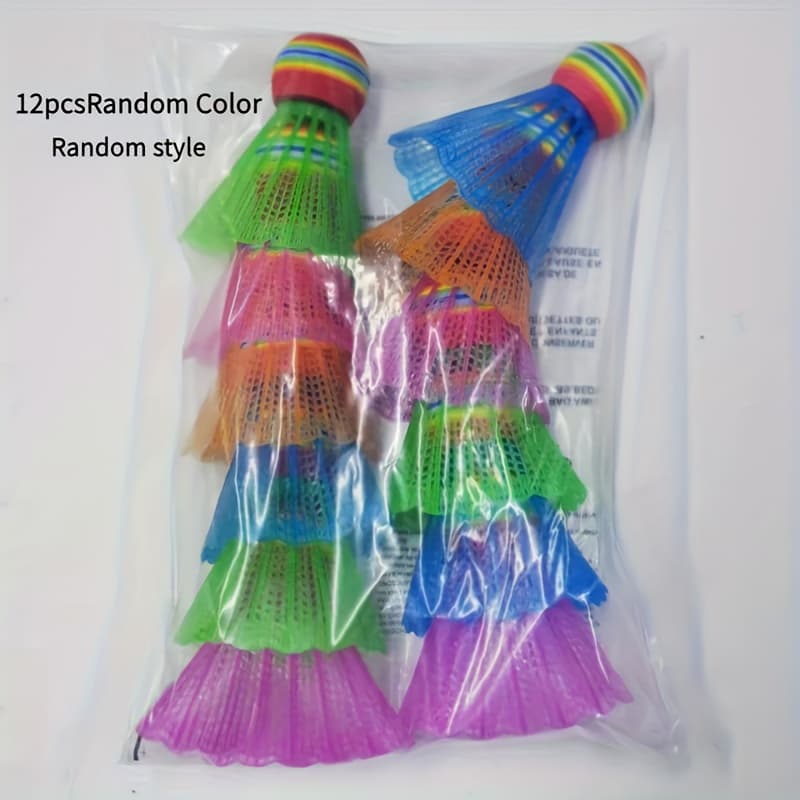 TEMU Random Color, Random Style 12pcs Shuttlecock Set, Durable Pa, Lightweight And Easy To Track, Suitable For Outdoor And , Complete Shuttlecock Set
