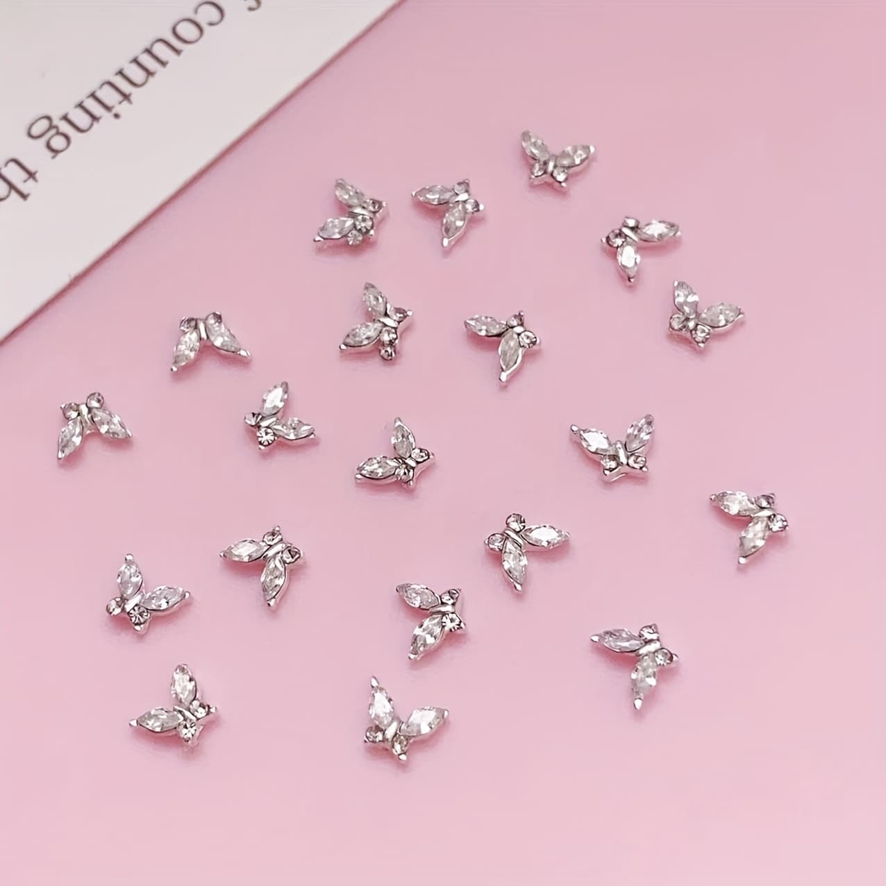 TEMU Mini Nail Charms Set With Rhinestones - Alloy, Scent-free, Diy & Salon Use